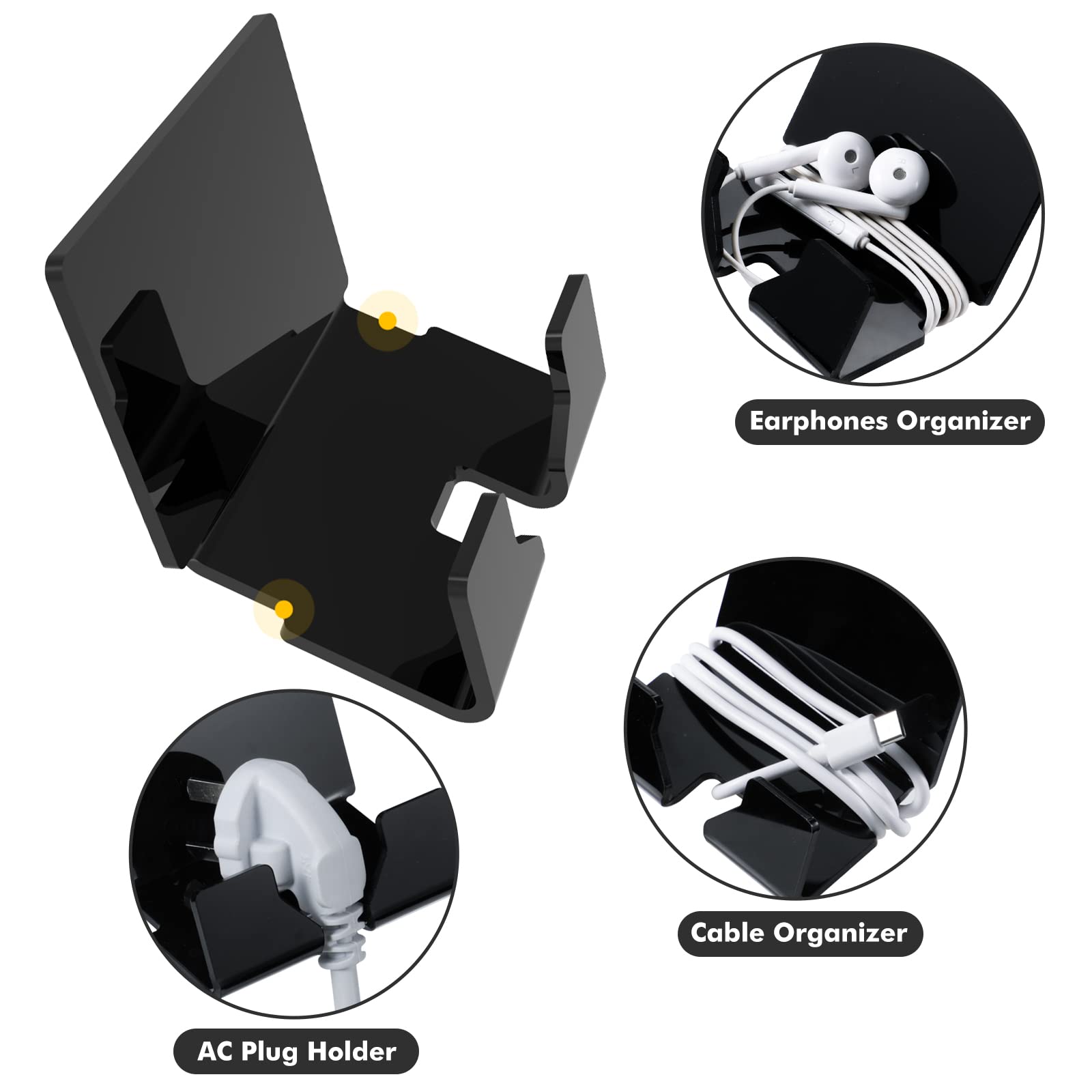 2-Pack Kamehame Wall Mount Phone Holder - Adhesive Charging Stand & Smartphone Organizer Bracket for iPhone, Samsung & All Phones - Home & Office Use (Black) | Perfect for Kitchen, Bedroom, Bathroom & Car Mounting