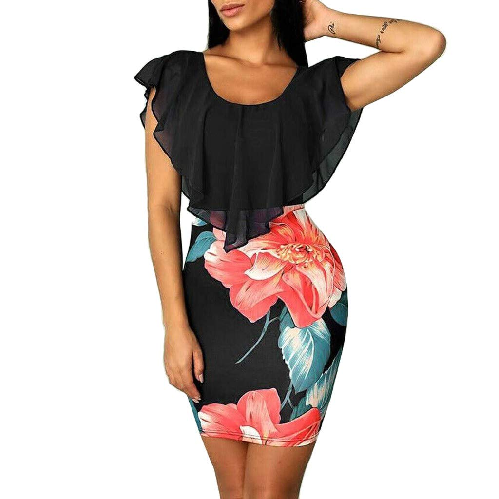 Sexy Floral Printed Bodycon Mini Dress for Women - Sleeveless Summer Dress, Casual & Party Wear, Perfect for Beach Outings & Date Nights