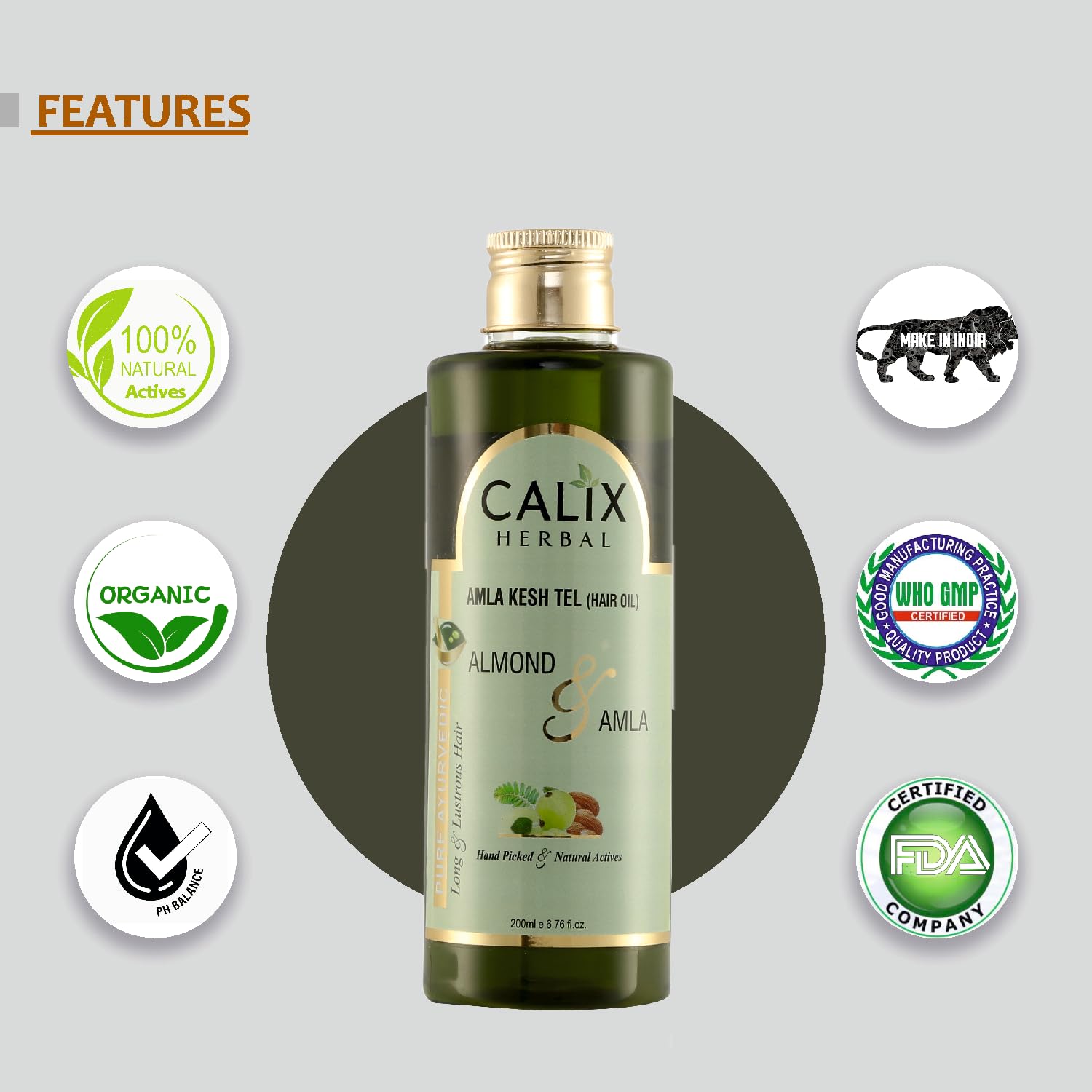 Organic Ayurvedic Amla Kesh Tel Hair Oil - Prevent Hair Loss, Stimulate Growth & Nourish Dry Hair for Men & Women | 200ml | Natural Herbal Treatment for Stronger, Healthier Hair at Home