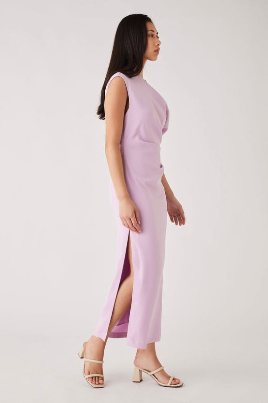 Regency Lilac Off Shoulder Midi Dress - Floral Print Summer Dress for Women, Beach Wedding Guest Dress, Boho Chic Party Outfit | Perfect for Vacations, Date Nights & Special Occasions