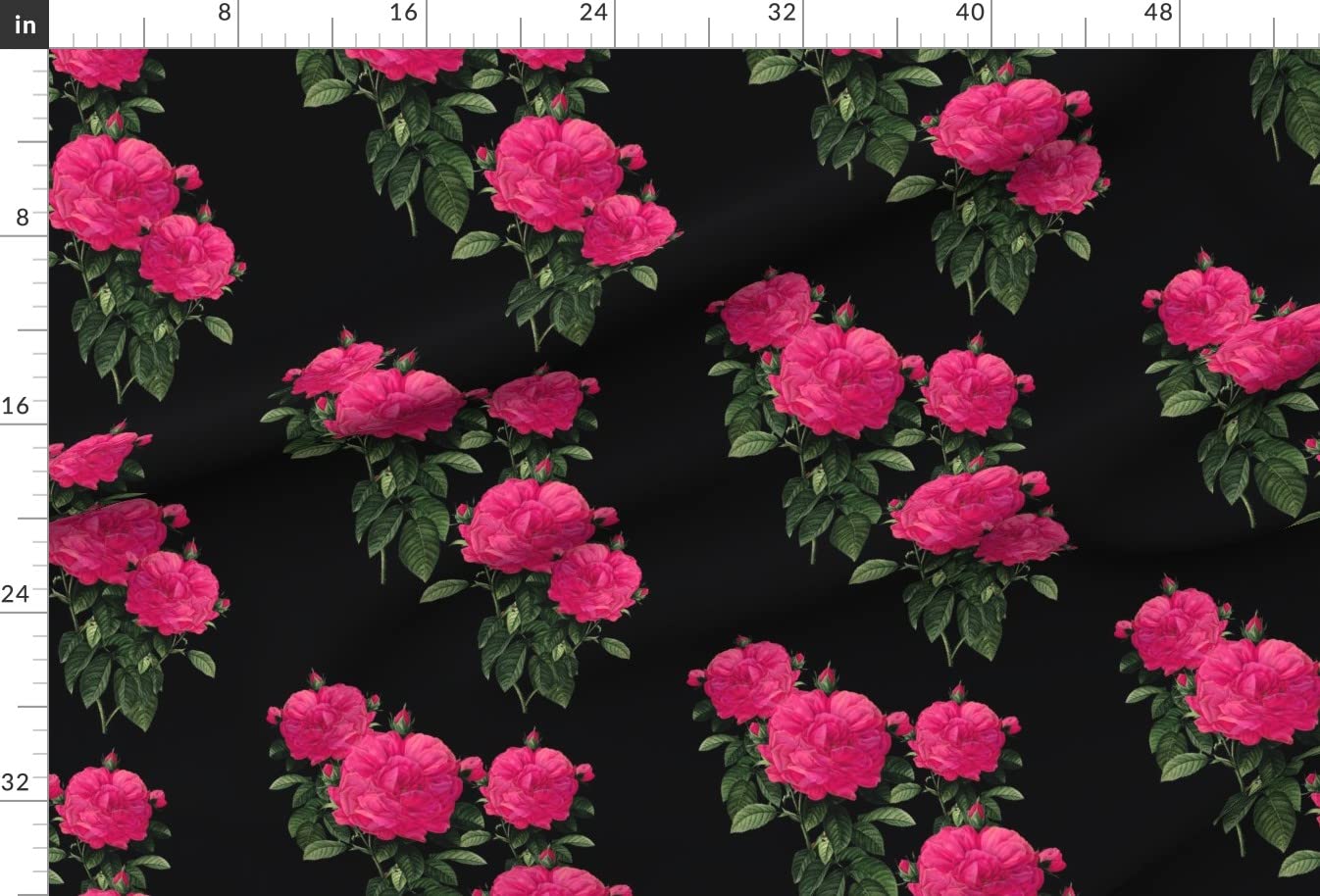 Rose Hot Pink Black Floral Printed Velvet Fabric by The Yard - Upholstery, Home Decor & Apparel Material - Perfect for DIY Curtains, Throw Pillows and Dressmaking