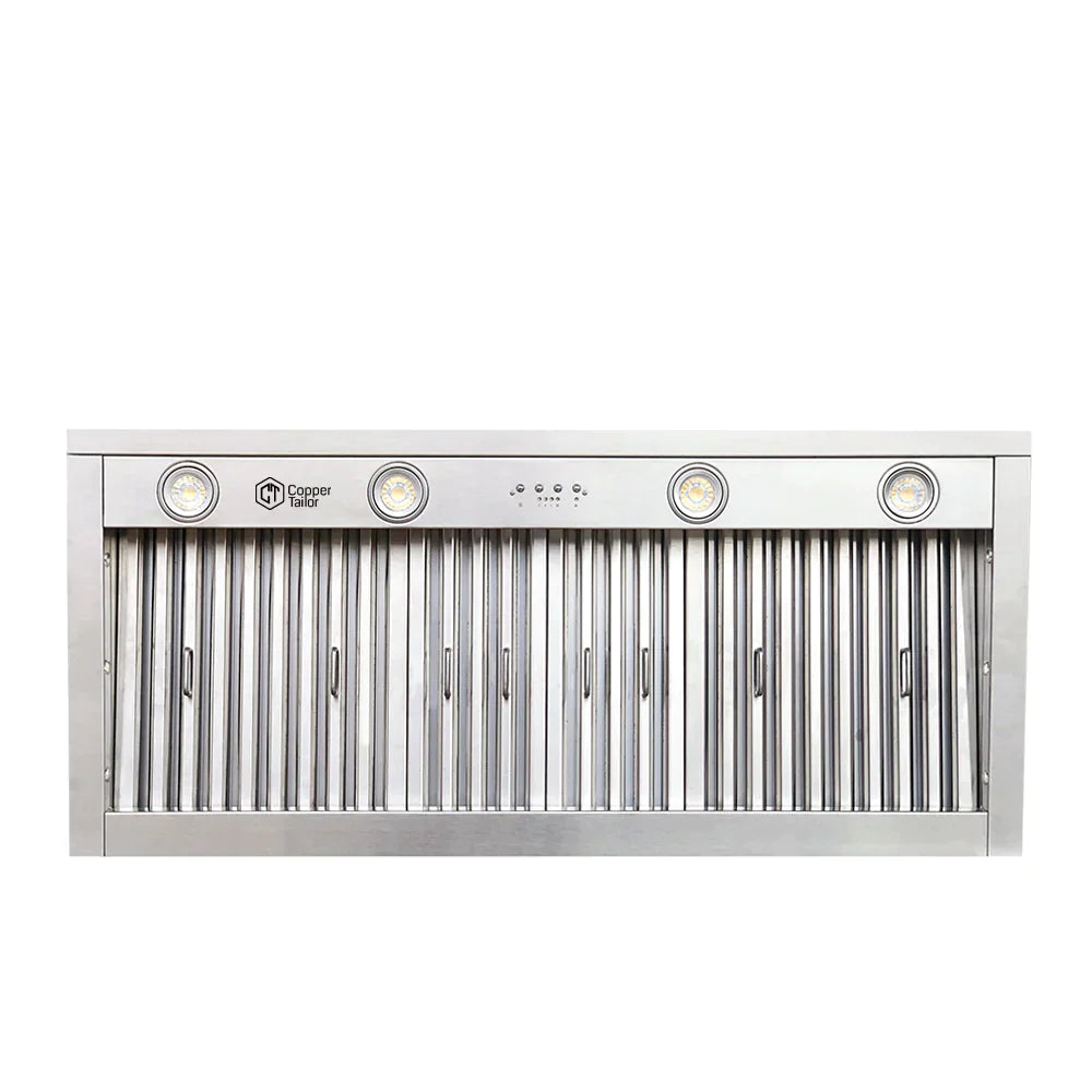 Premium RHM Curve Custom Stainless Steel Range Hood with Brass Accent - Model SH33 3T C - Modern Kitchen Ventilation for Home & Restaurant Use