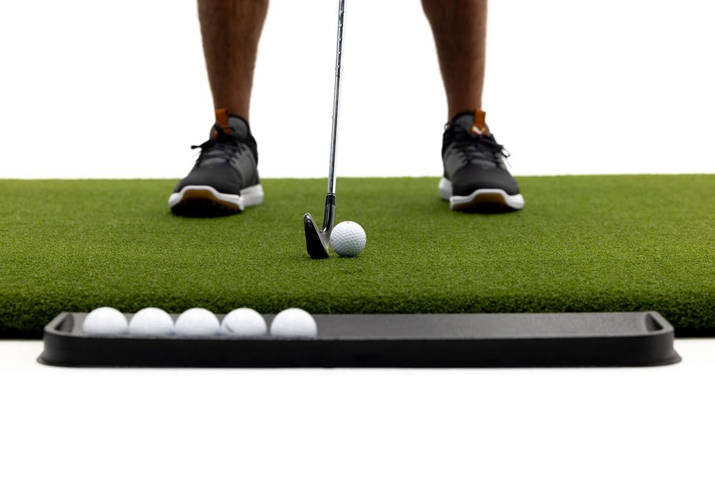 Premium Golf Practice Mat for Indoor & Outdoor Use - Includes Bonus Golf Ball Tray + 3 Rubber Tees - Perfect for Home, Office, Backyard & Driving Range Training