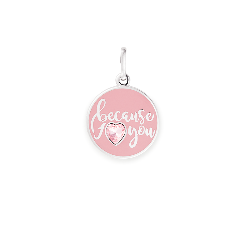 Because I Love You Charm - Pink Heart Pendant for Necklace, Bracelet & Jewelry Making - Perfect for Valentine's Day Gifts, Anniversary Presents & Romantic Occasions