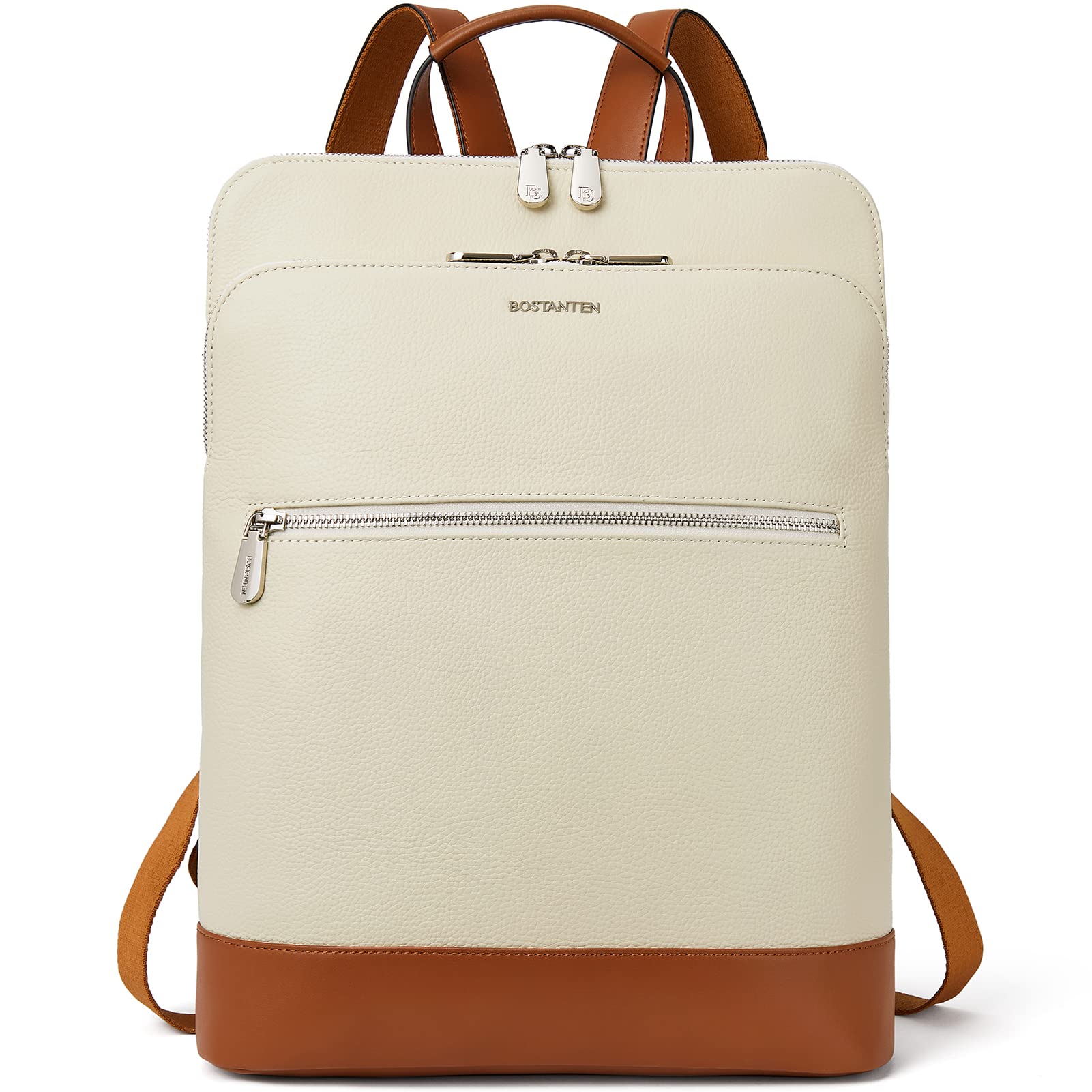 BOSTANTEN Genuine Leather Laptop Backpack for Women - Stylish Travel Backpack with Multiple Pockets, Perfect for College, Work & Daily Commute