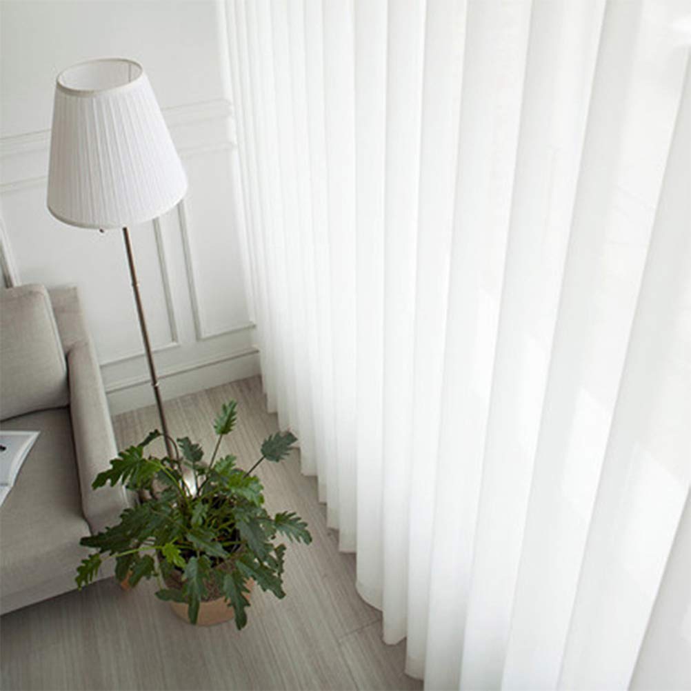 BESPORTBLE 2-Pack White Voile Sheer Curtains with Rod - Light Filtering Window Drapes for Living Room, Bedroom & Nursery