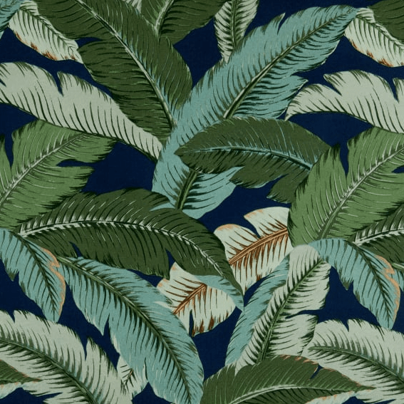 Premium Navy Outdoor Fabric - Waterproof & UV Resistant - Perfect for Patio Furniture, Cushions, and Awnings - Swaying Palms Design