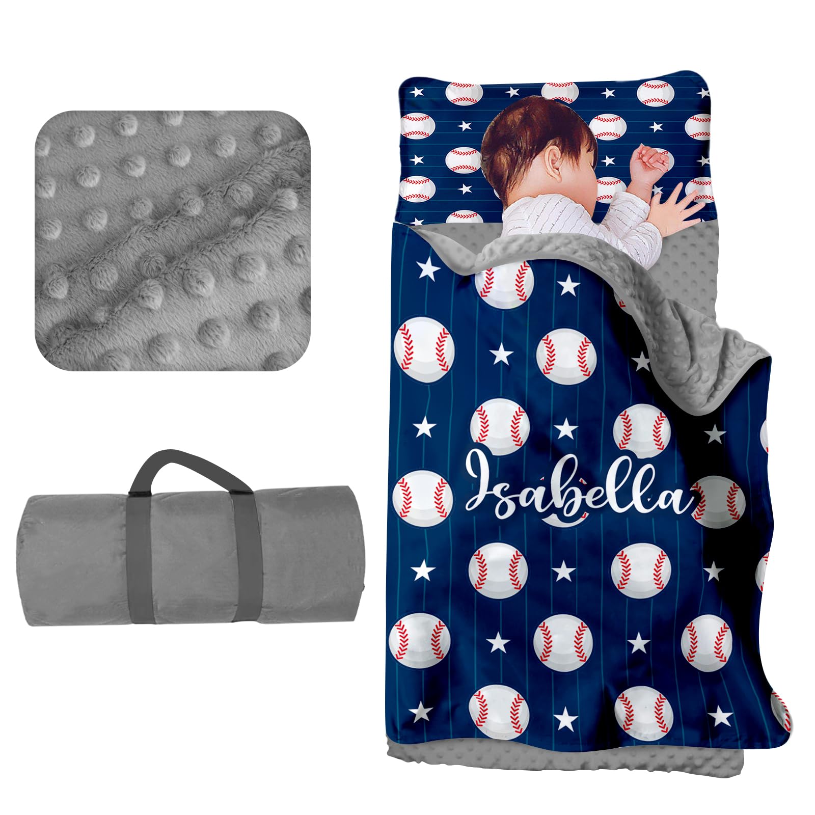 Personalized Toddler Nap Mat with Pillow & Blanket - Custom Name Daycare Sleeping Bag for Boys & Girls, Portable Preschool Kindergarten Nap Sack - Perfect for Daycare, Preschool, Travel & Sleepovers