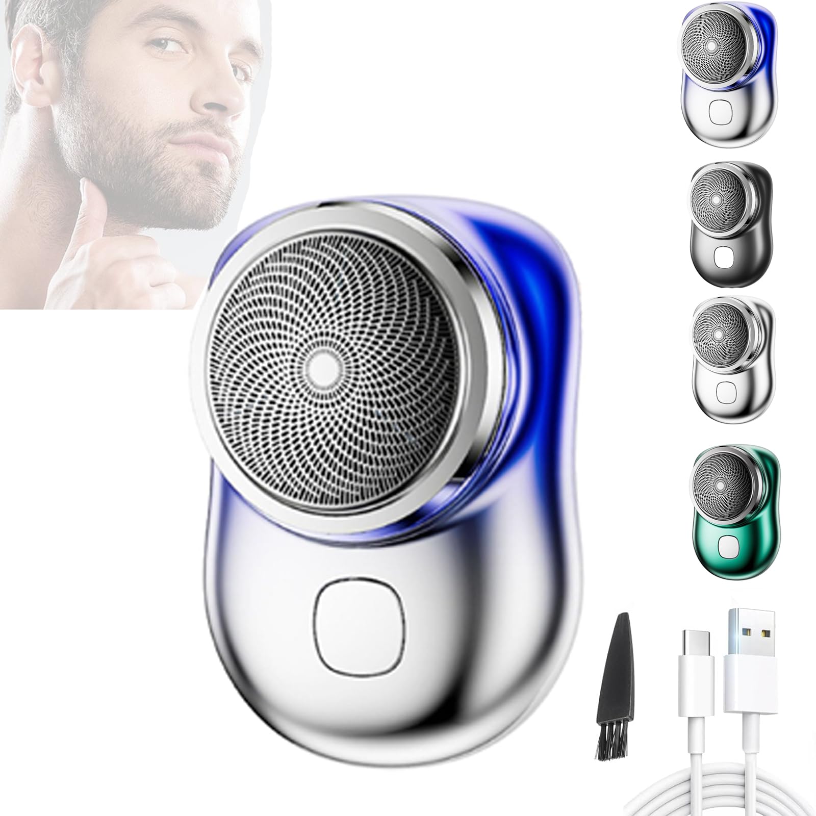 Zao Mini Electric Shaver for Men 2023 - Portable USB Rechargeable Facial Hair Trimmer, Waterproof & Washable Travel Shaver - Perfect for Home, Office & On-the-Go Grooming (Gradient Color) | Quick Stubble Removal & Beard Shaping Tool