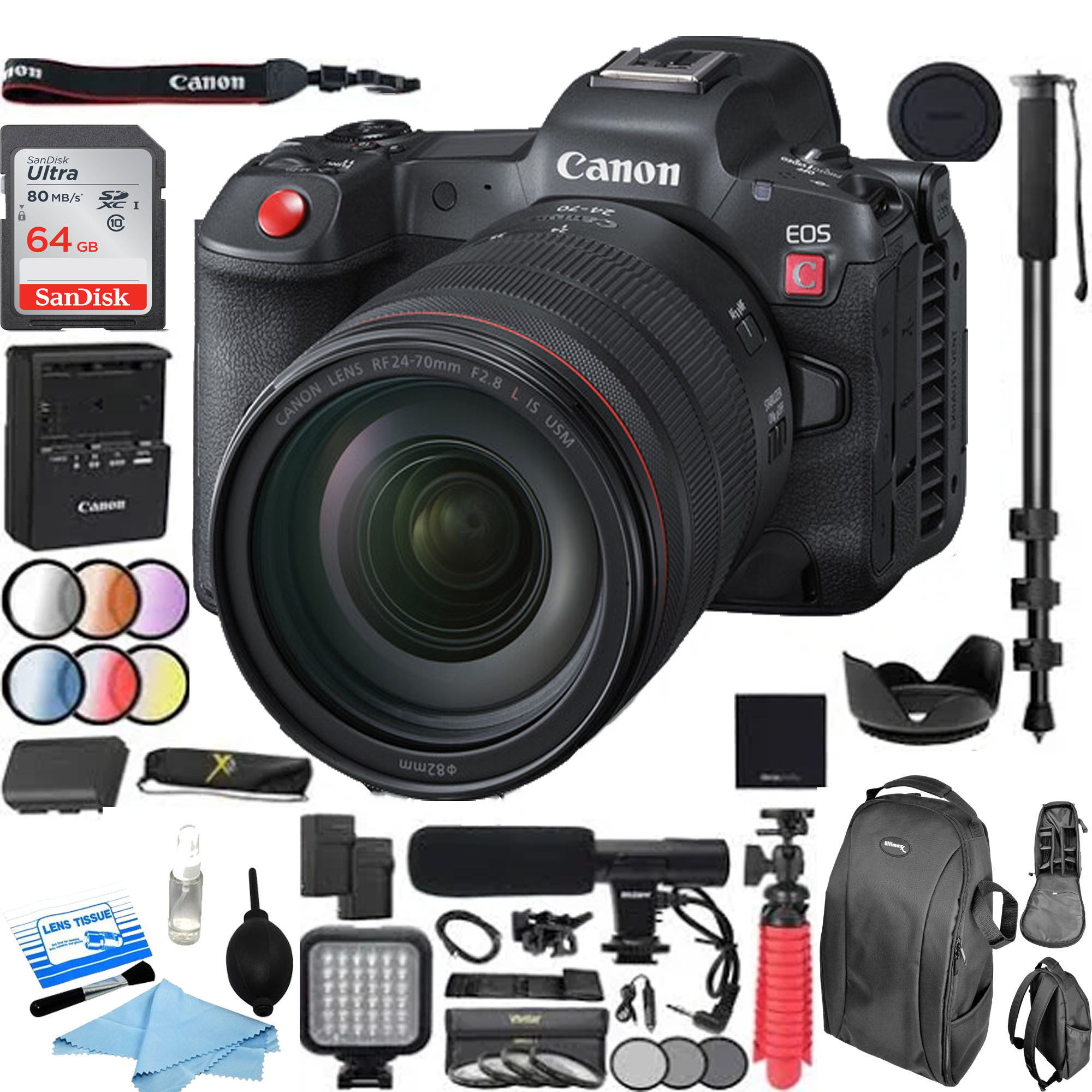 Canon EOS R5 C Mirrorless Digital Camera with 24-70mm f/2.8 L IS USM Lens Kit - 8K Video, 45MP Full Frame, Dual Pixel AF - Perfect for Professional Photography & 4K/8K Filmmaking