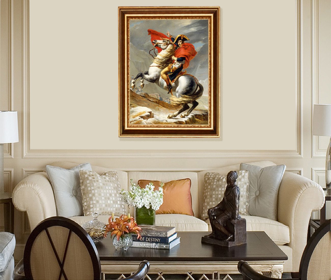 ELITEART Napoleon Crossing the Alps by Jacques-Louis David - Premium Oil Painting Reproduction Giclee Wall Art, Framed Canvas Print 28x35 Inches - Perfect for Living Room, Office Decor & Art Collectors