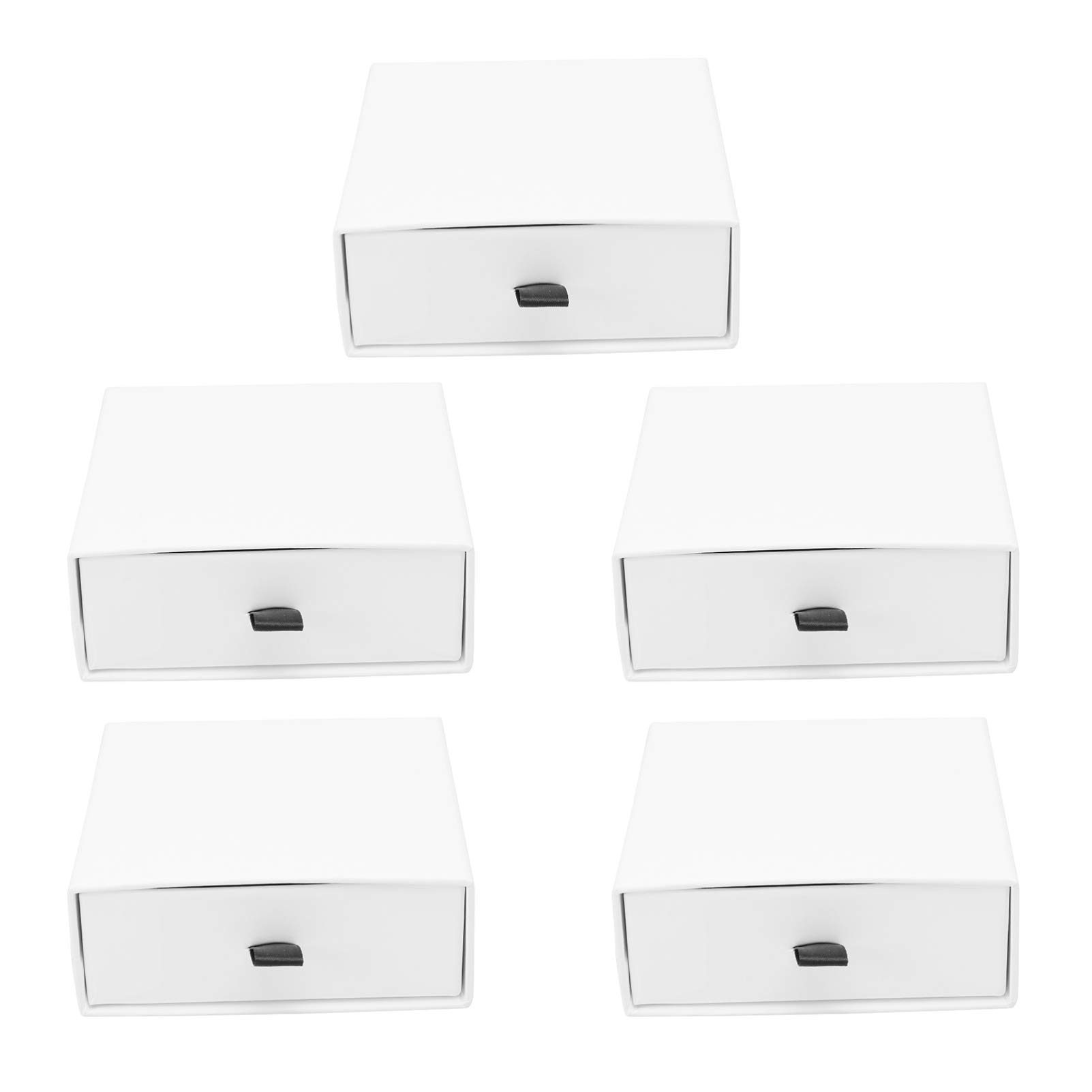 Hemoton 5-Piece White Cardboard Jewelry Gift Box Set with Pillowcase - Perfect for Necklaces, Rings, Earrings & Wedding Party Favors