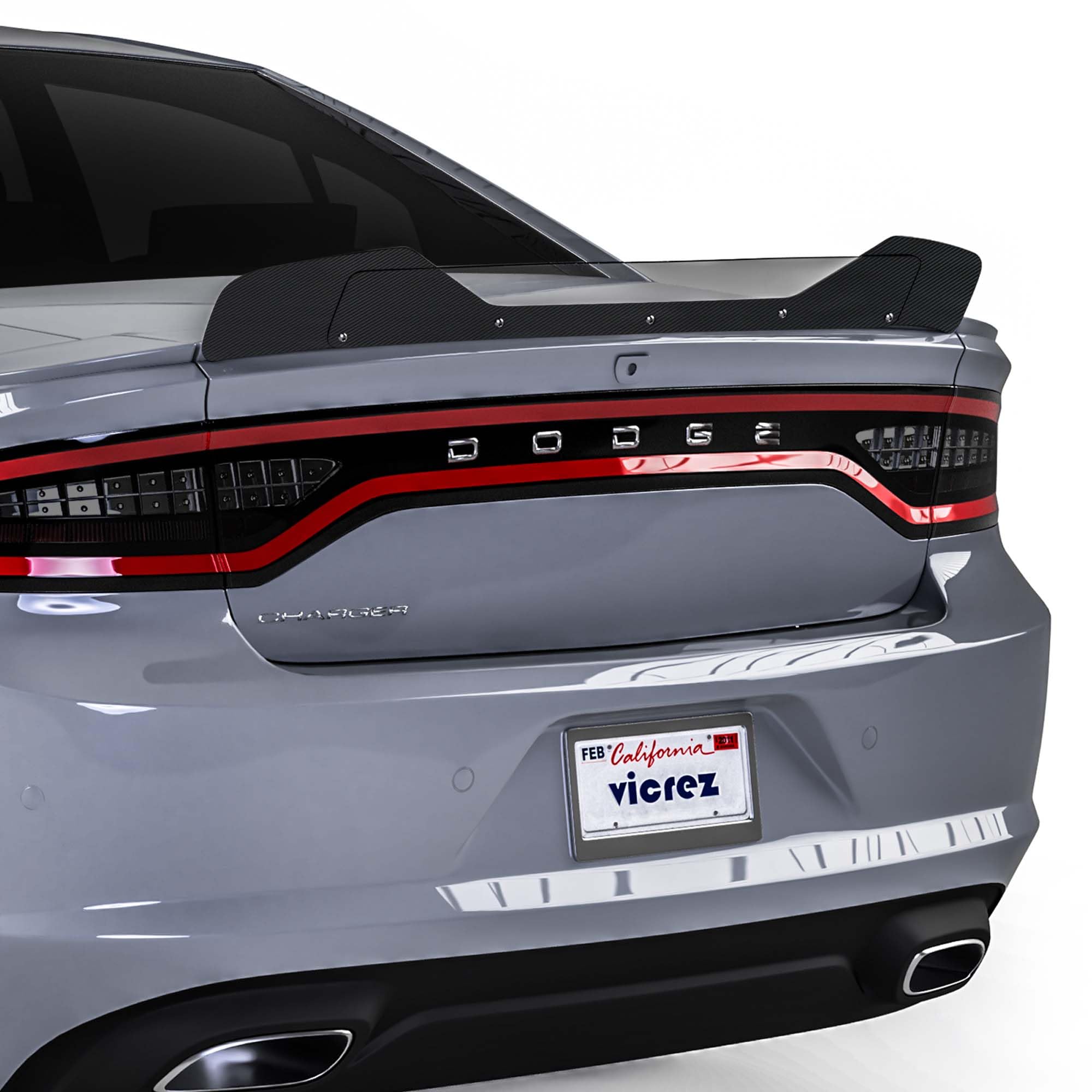 Vicrez VZ1 Wicker Bill Spoiler vz102135 for Dodge Charger 2015-2022 | 3-Piece Carbon Fiber Rear Wing | Enhanced Aerodynamics & Sporty Look | Perfect for Racing & Car Shows
