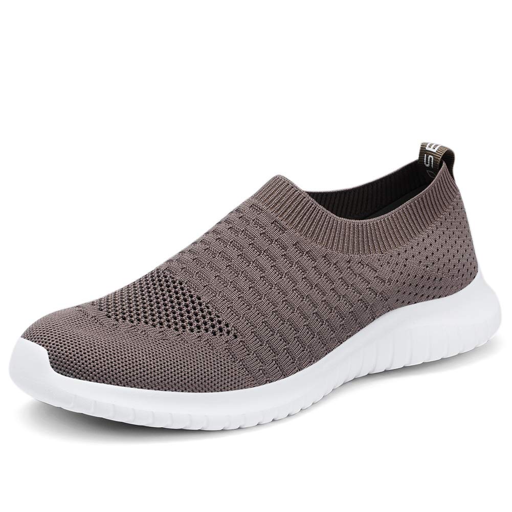 TIOSEBON Men's Slip-On Walking Shoes - Breathable Knit Mesh Tennis Sneakers for Men - Lightweight Comfortable Casual Shoes for Walking, Running & Gym Workouts