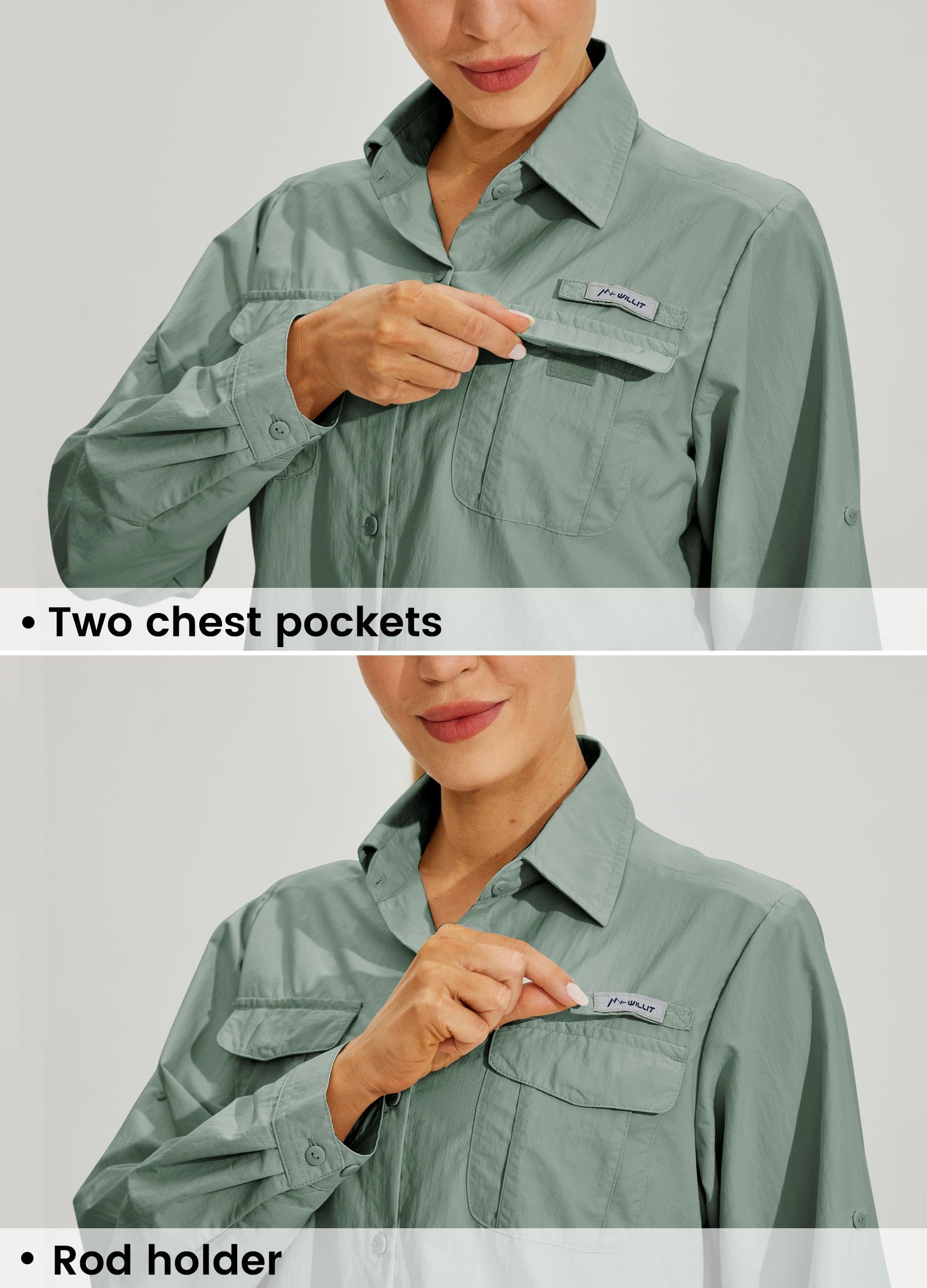 Willit Women's UPF 50+ Sun Protection Long Sleeve Shirt - Quick Dry SPF Fishing & Hiking Shirt for Outdoor Activities - Perfect for Beach, Camping and Summer Adventures