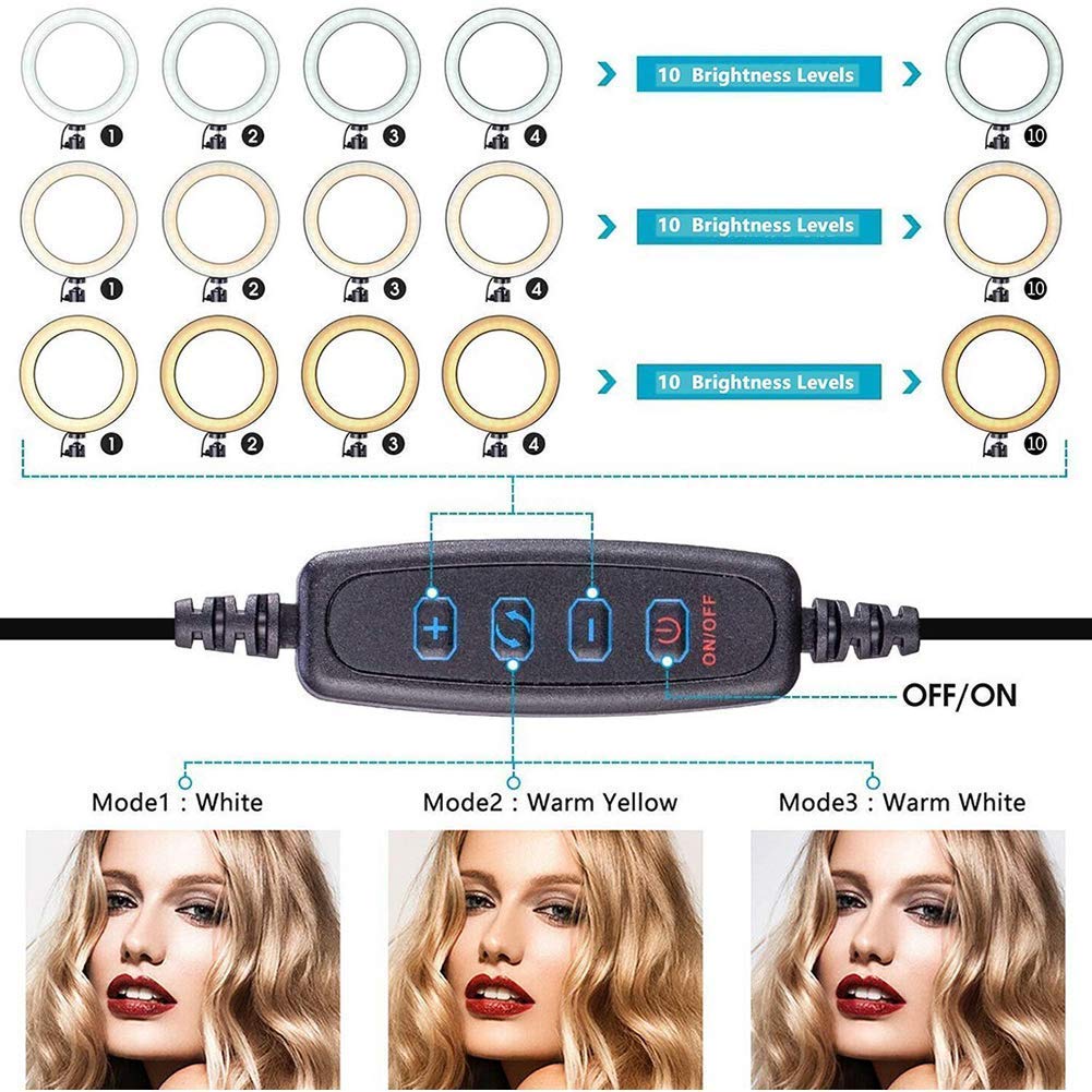 ROYAUX 10 Inch LED Ring Light with 3 Adjustable Modes - Dimmable Selfie Light with Tripod Stand & Phone Holder for Photography, Makeup, YouTube Videos & Live Streaming
