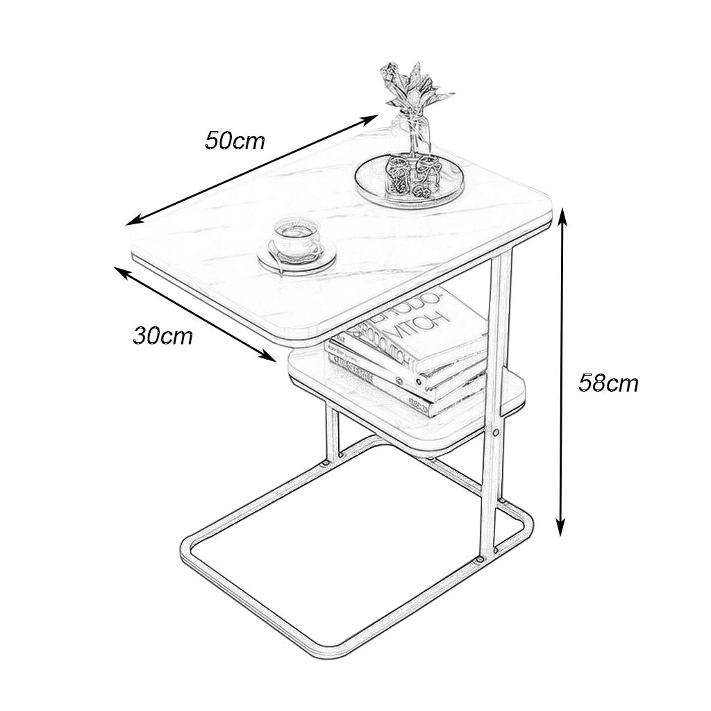 Nordic Small End Table - Marble Top Coffee Table for Living Room & Bedroom, 50x30x58cm