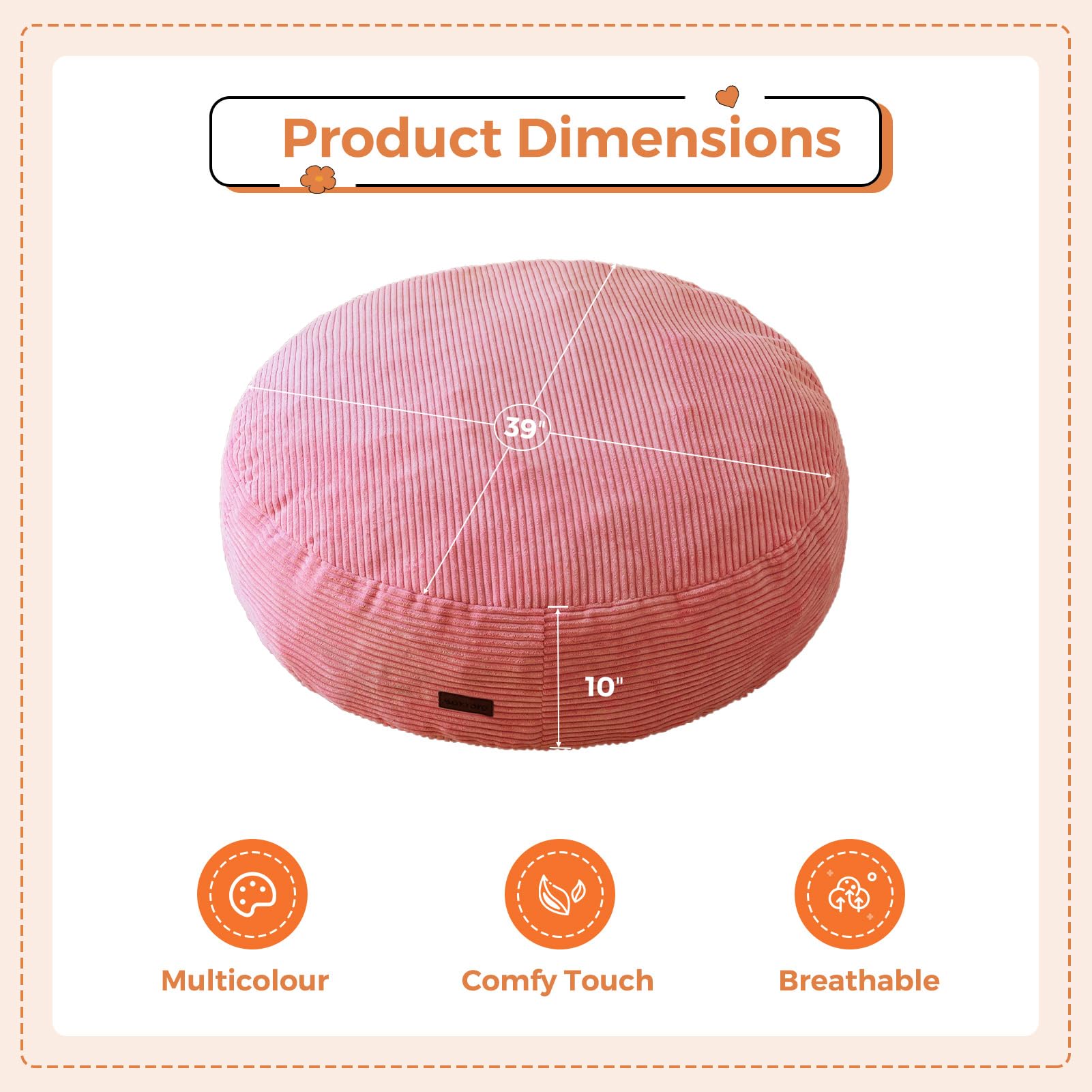 MAXYOYO 3-in-1 Kids Convertible Bean Bag Chair & Bed - Corduroy Round Floor Sofa for Children | Pink Gaming & Reading Chair | Perfect for Playrooms, Bedrooms & Dorm Rooms