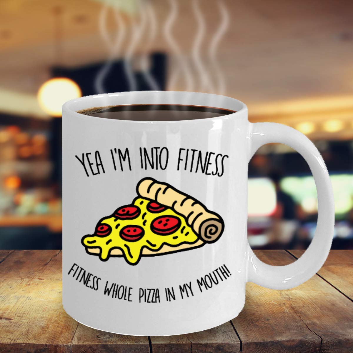 Fitness Lovers Coffee Mug - 'Yea I'm Into Fitness' Funny Gym Humor White Porcelain Tea Cup 11oz - Perfect for Gym Enthusiasts, Workout Motivation & Coffee Lovers - Great Gift for Birthday, Christmas & Office Use