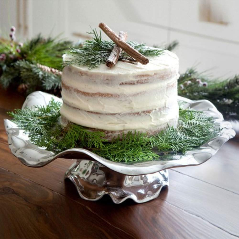 Beatriz Ball PEDESTAL Vento Lola Round Serving Platter - Elegant Glass Appetizer Tray for Parties, Weddings & Entertaining