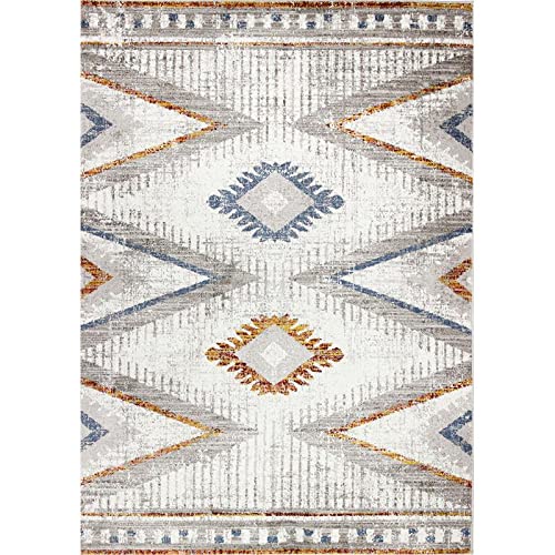 Bashian Collection 5' x 7.6' Ivory/Rust Area Rug - Luxury Power Loom Polypropylene & Polyester Runner Rug for Entryway, Living Room, Bedroom - Soft Non-Slip Home Decor for Modern House & Apartment