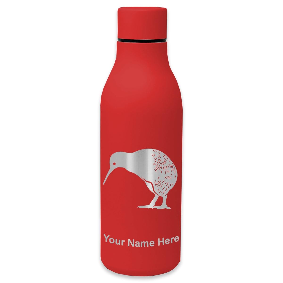 LaserGram 20oz Double Wall Vacuum Insulated Stainless Steel Water Bottle with Kiwi Bird Design - Personalized Engraving, Leakproof & BPA-Free for Gym, Hiking, Office & Travel