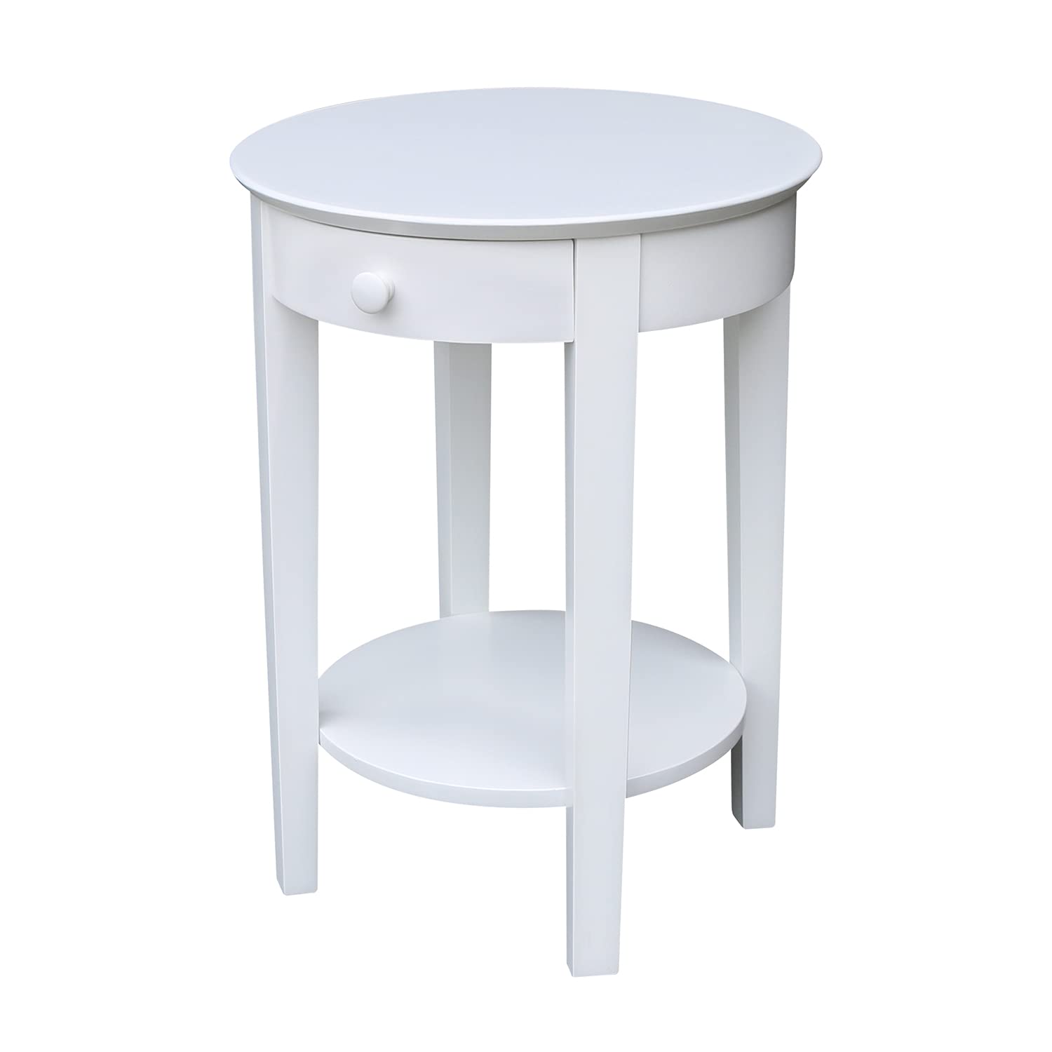 IC International Concepts Phillips Accent Table with Drawer - White Finish End Table for Living Room, Bedroom & Entryway Decor | Small Side Table with Storage for Home, Apartment & Office