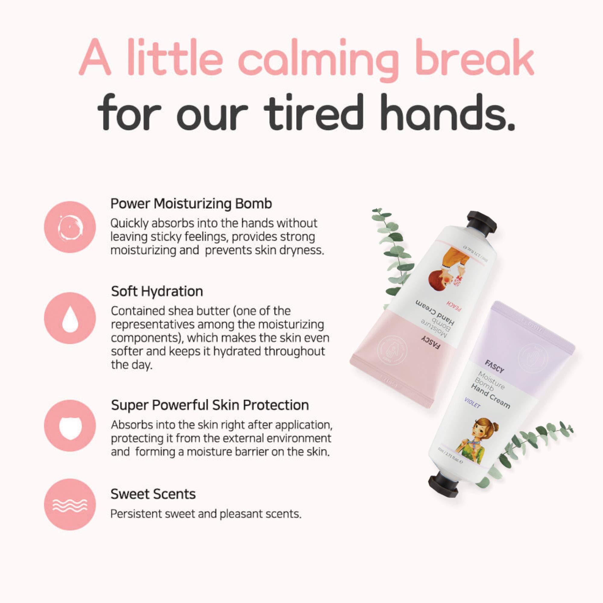 New Moisture Bomb Hand Cream 80ml - Intense Hydration for Dry Skin, Peach Scented, Non-Greasy Formula | Perfect for Office, Travel & Daily Hand Care