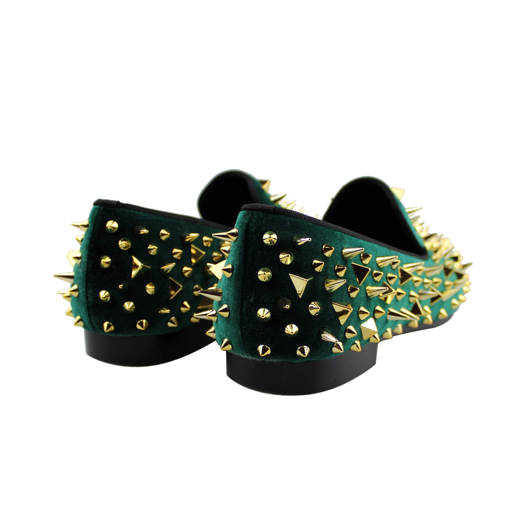 Men's Velvet Loafers with Spikes - Elegant Wedding & Formal Event Dress Shoes for Grooms, Prom, and Special Occasions