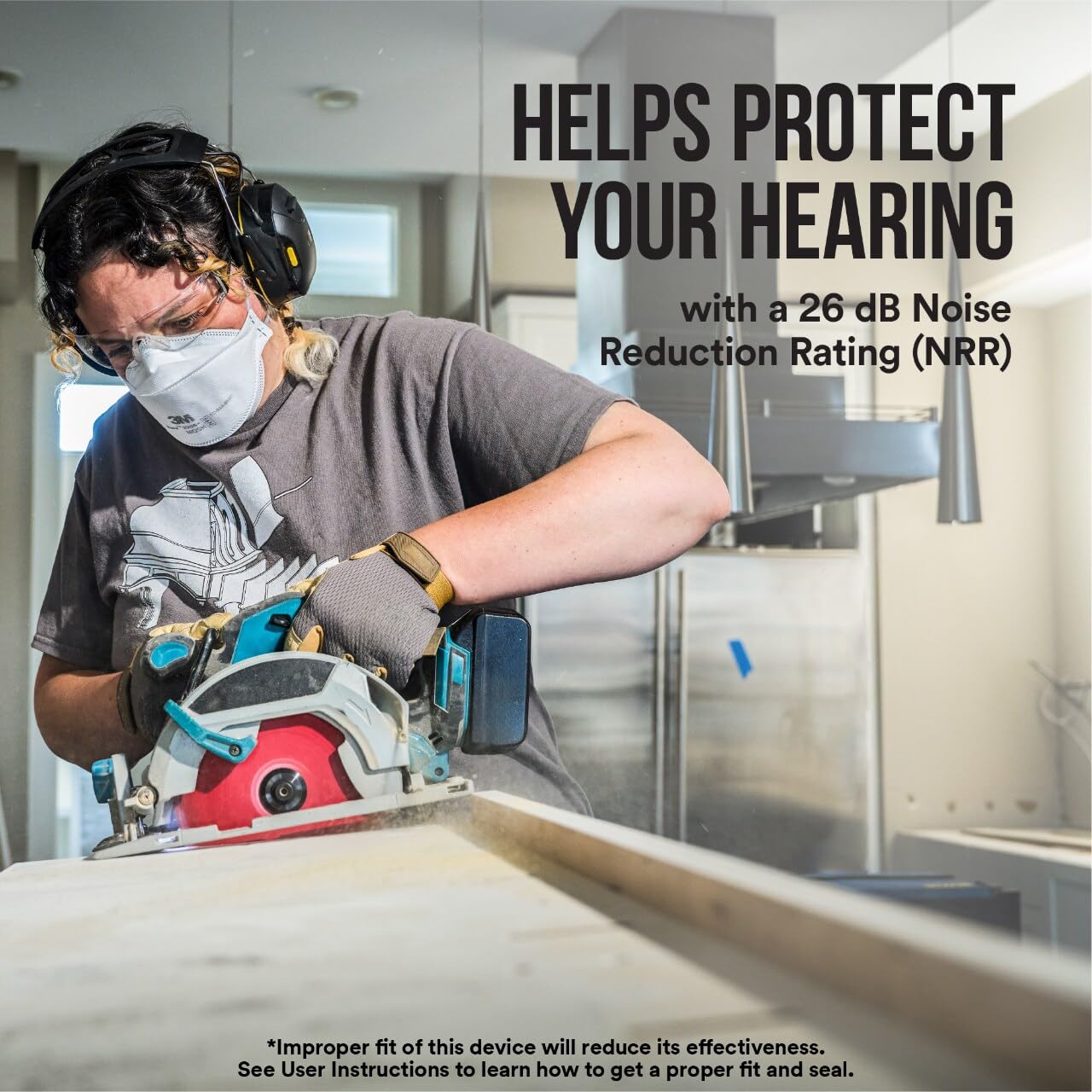3M WorkTunes Connect Wireless Hearing Protector with Bluetooth Technology - 26 dB NRR Noise Cancelling Headphones for Construction, Woodworking & Lawn Mowing | OSHA Compliant Hearing Protection for Work Safety