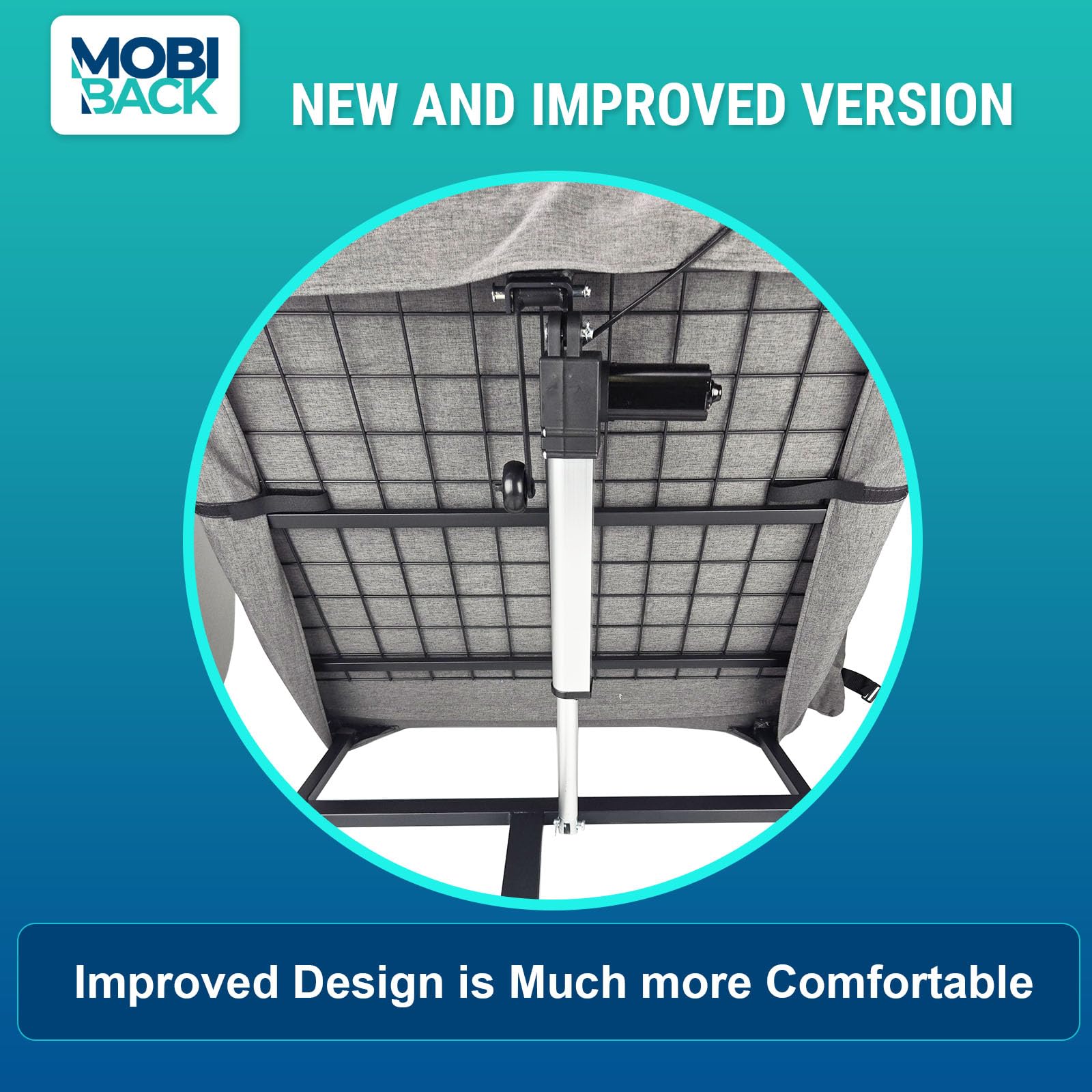 Mobi-Back Gen 2 Electric Adjustable Bed Backrest - Medical Grade Lifting Pillow with Pump System for Elderly & Pregnancy Support - Perfect for Sit-Up Assistance, Reading in Bed & Post-Surgery Recovery