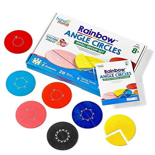 hand2mind Plastic Rainbow Angle Circles Classroom Set - 7 Angles & Degrees, Math Manipulatives for Elementary School, Geometry Learning Tools, Homeschool Supplies (Set of 24) - Perfect for Classroom Activities, Homeschool Lessons & Geometry Practice