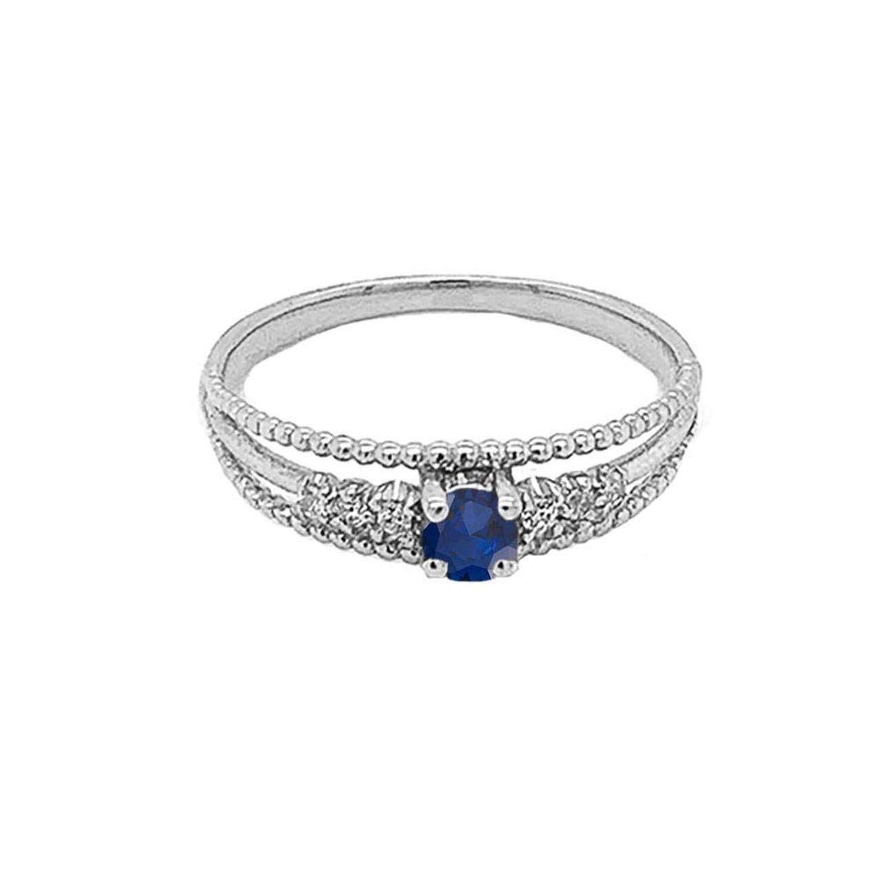 Exquisite Sterling Silver Genuine Sapphire & Diamond Engagement Ring - Modern Double Rope Promise Ring for Women | Perfect for Proposals, Anniversaries & Romantic Occasions