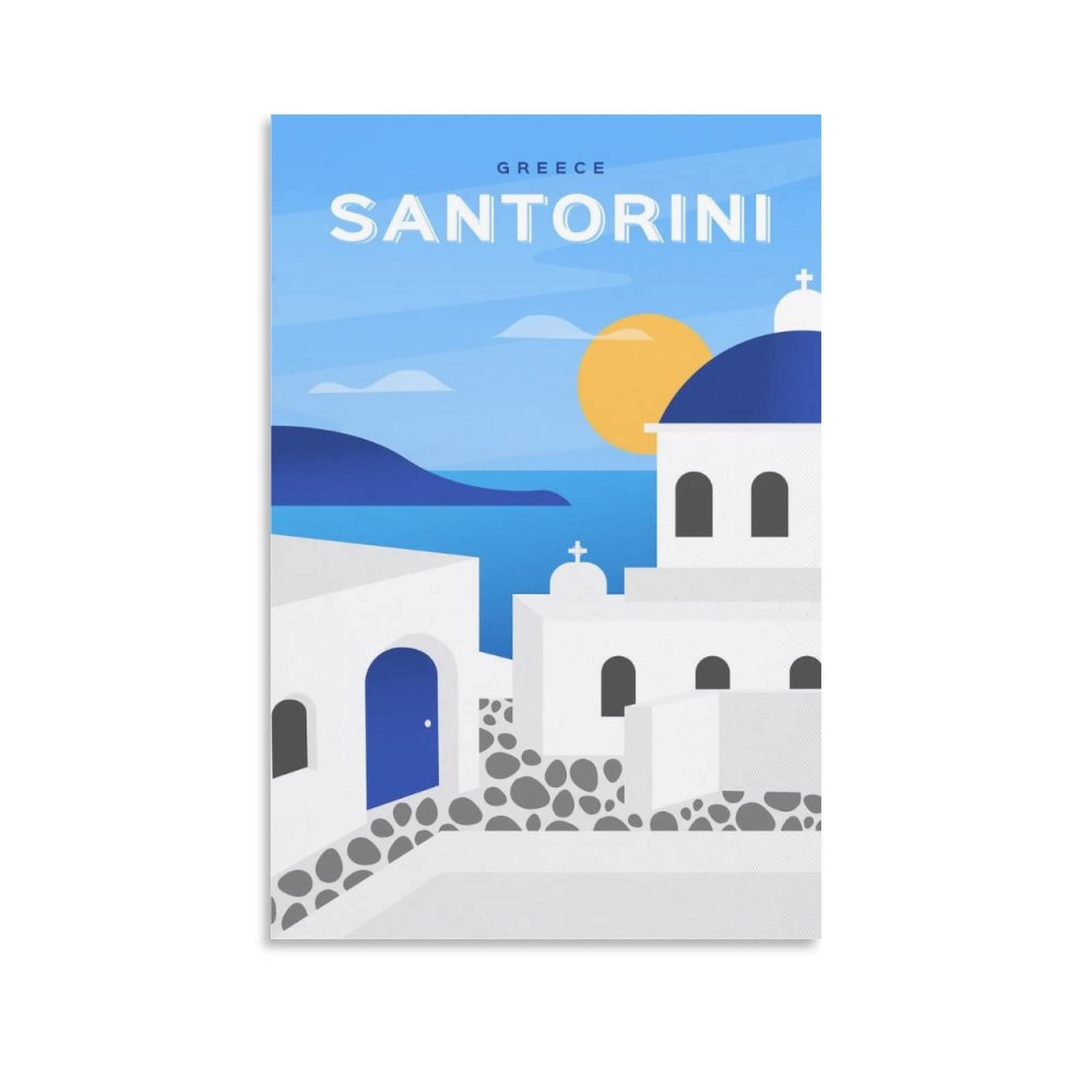Santorini Greece Vintage Travel Poster - Island Scenic Canvas Wall Art Print for Living Room, Bedroom Decor | Perfect for Home, Office & Vacation Inspiration