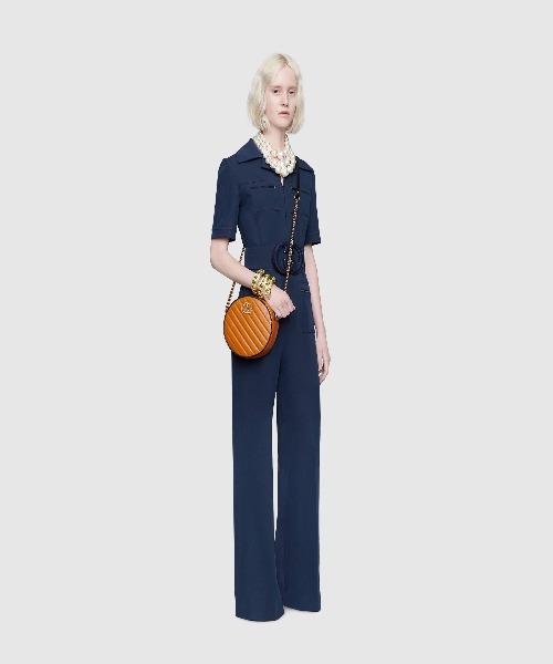 Gucci GG Marmont Mini Round Shoulder Bag in Cognac Leather - Perfect for Date Night & Evening Outings