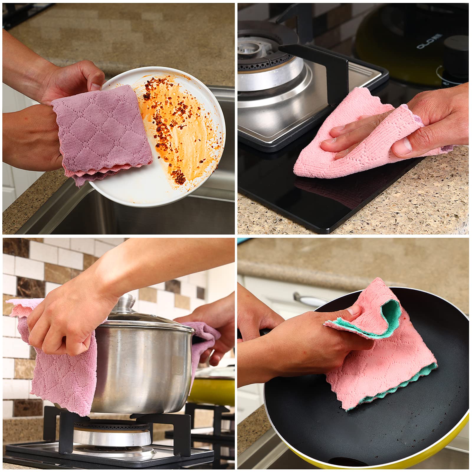 Loophee Microfiber Cleaning Cloths - 6 Pack Super Soft Absorbent Dish Towels (10