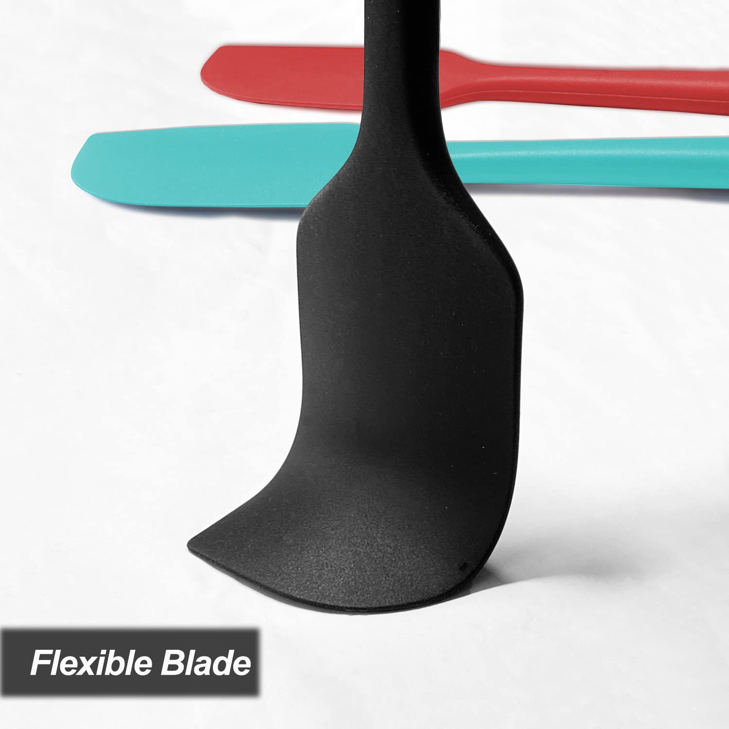 High Heat Resistant Silicone Spatula Set - 600°F Safe Baking & Cooking Utensils, Non-Stick Scraping & Mixing Tools, BPA-Free Kitchen Spatulas (3 Pack, 11.2 Inch, Black) - Perfect for Baking Cakes, Cooking Sauces, and Mixing Batters