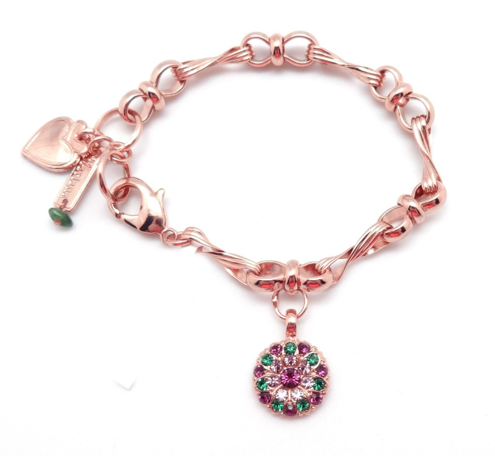 Mariana Tigris Rose Gold Guardian Angel Bracelet with Dark Purple & Green Crystals - Elegant Jewelry for Women, Gift for Her, Spiritual Protection, Everyday Wear & Special Occasions