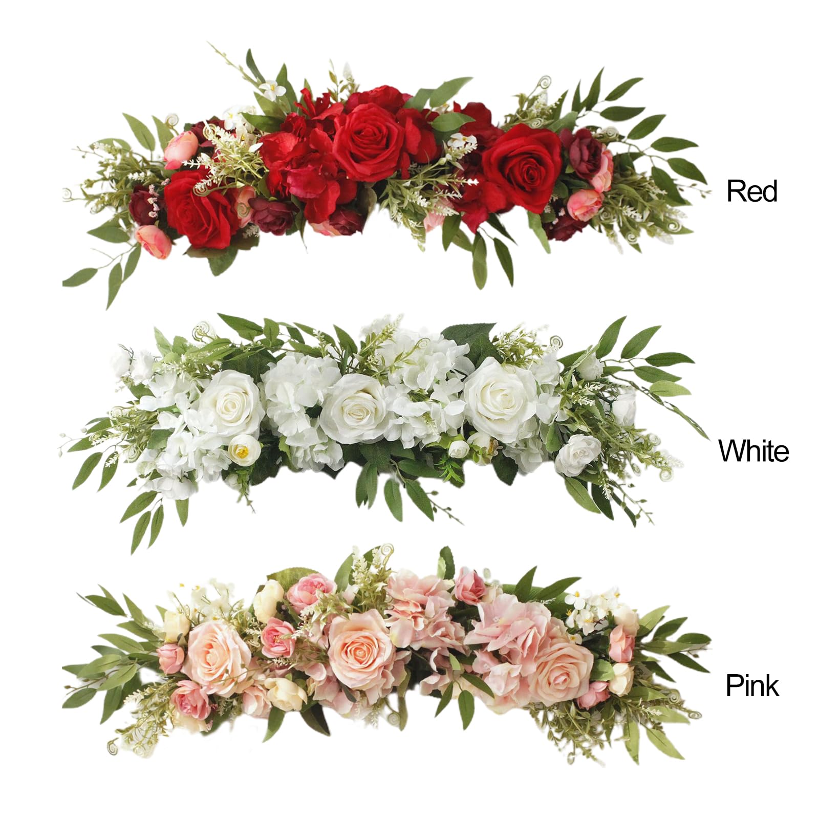TREETDOBV Artificial Rose Flower Swag for Wedding Arch - Rustic Peony & Sunflower Door Wreath with Green Leaves - Pink Home Decor for Weddings, Parties & Farmhouse Style