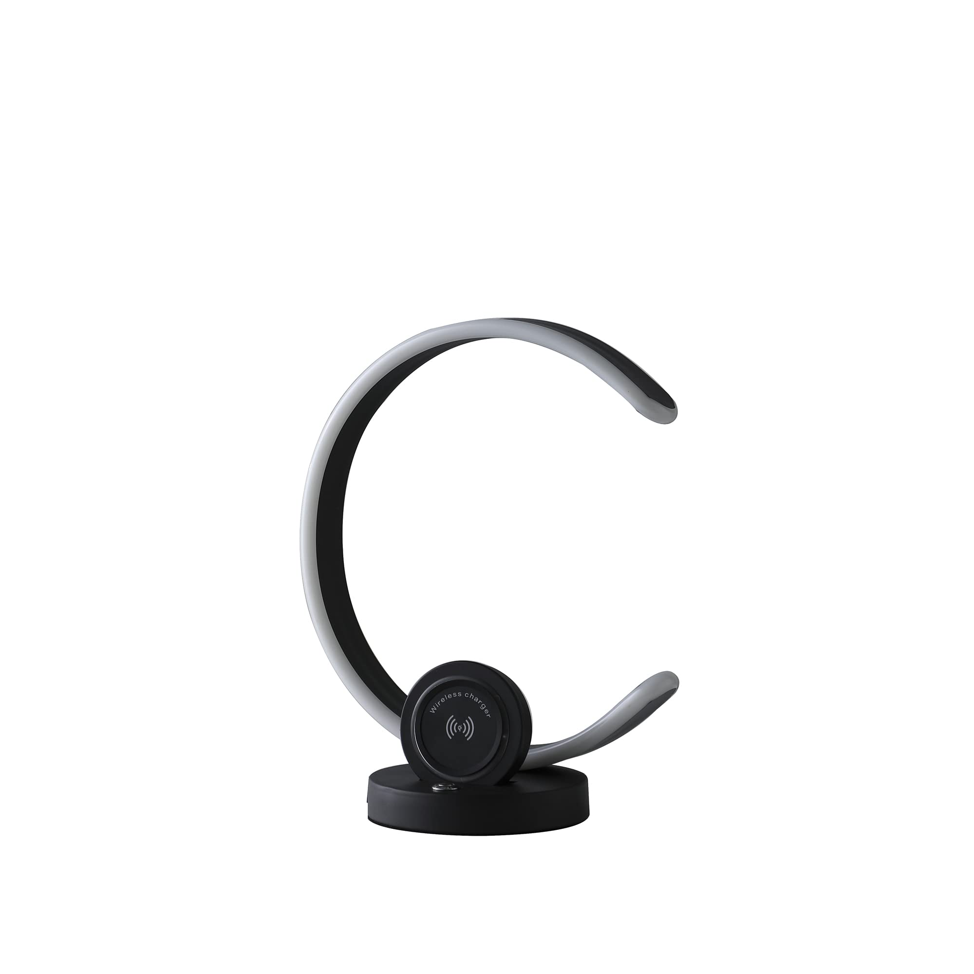 Modern C-Shaped LED Table Lamp with USB/Wireless Charger & Touch Dimmer - 13.25