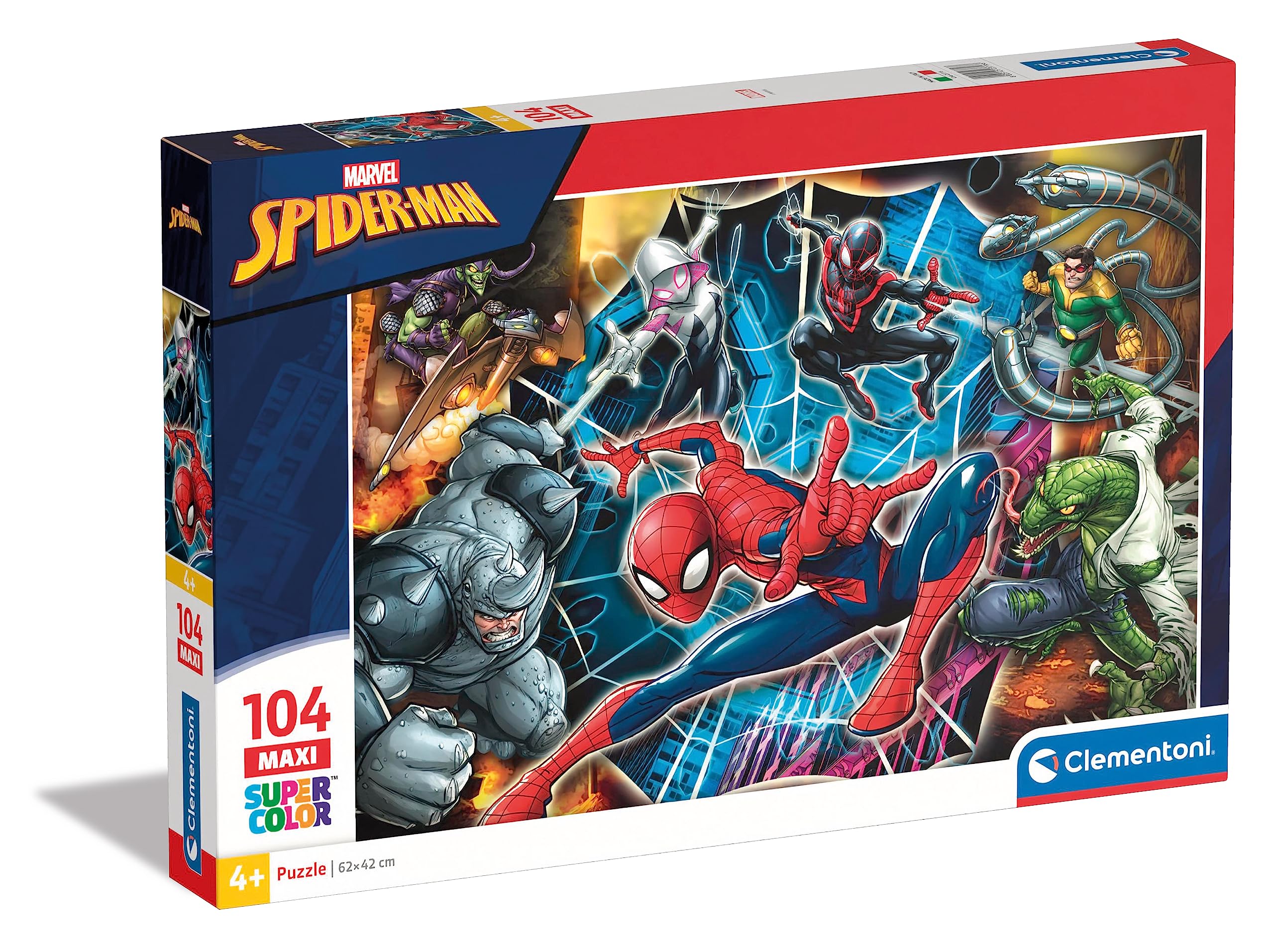 Clementoni 23716 - 104 Piece Maxi Spider-Man Puzzle for Kids, Superhero Jigsaw Puzzle for Children, Fun Educational Toy for Home & Classroom Activities