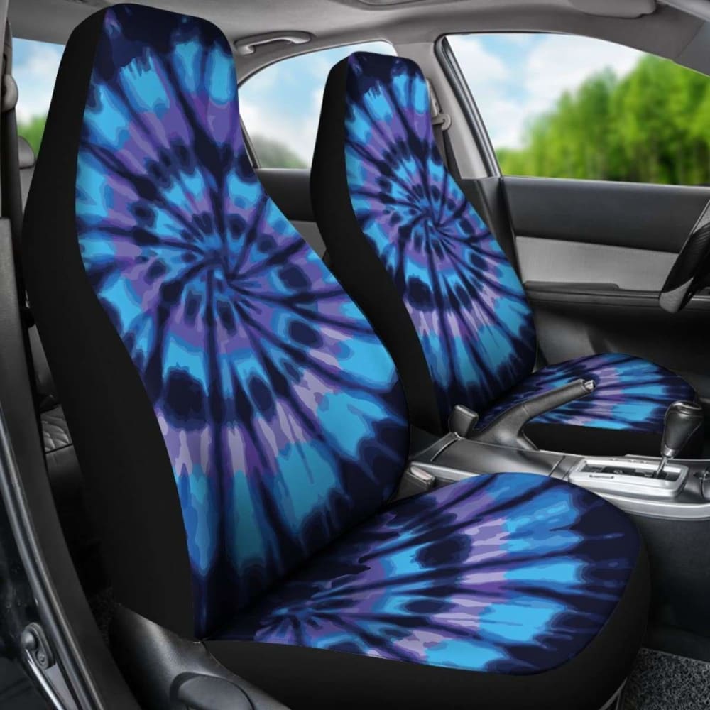 Blue Tie Dye Car Seat Covers - Waterproof & Universal Fit for Cars, Trucks & SUVs - Stylish Hippie Boho Interior Upgrade for Road Trips & Daily Commute