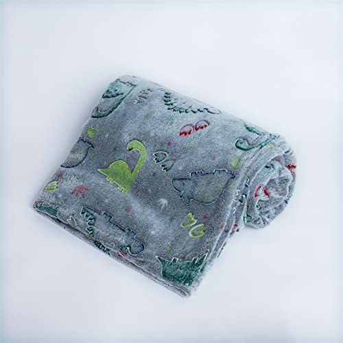 Glow in The Dark Dinosaur Throw Blanket for Kids - Soft Flannel Fleece Plush Blanket with Luminous Cute Dinosaur Pattern | Perfect for Birthday Gifts, Bedtime, Movie Nights & Cozy Comfort