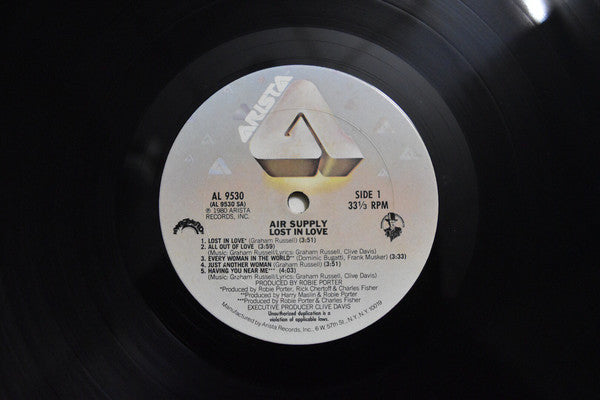Air Supply - Lost In Love Vinyl LP Album (Near Mint or Mint Condition) | Classic Soft Rock Music for Romantic Evenings & Nostalgic Listening