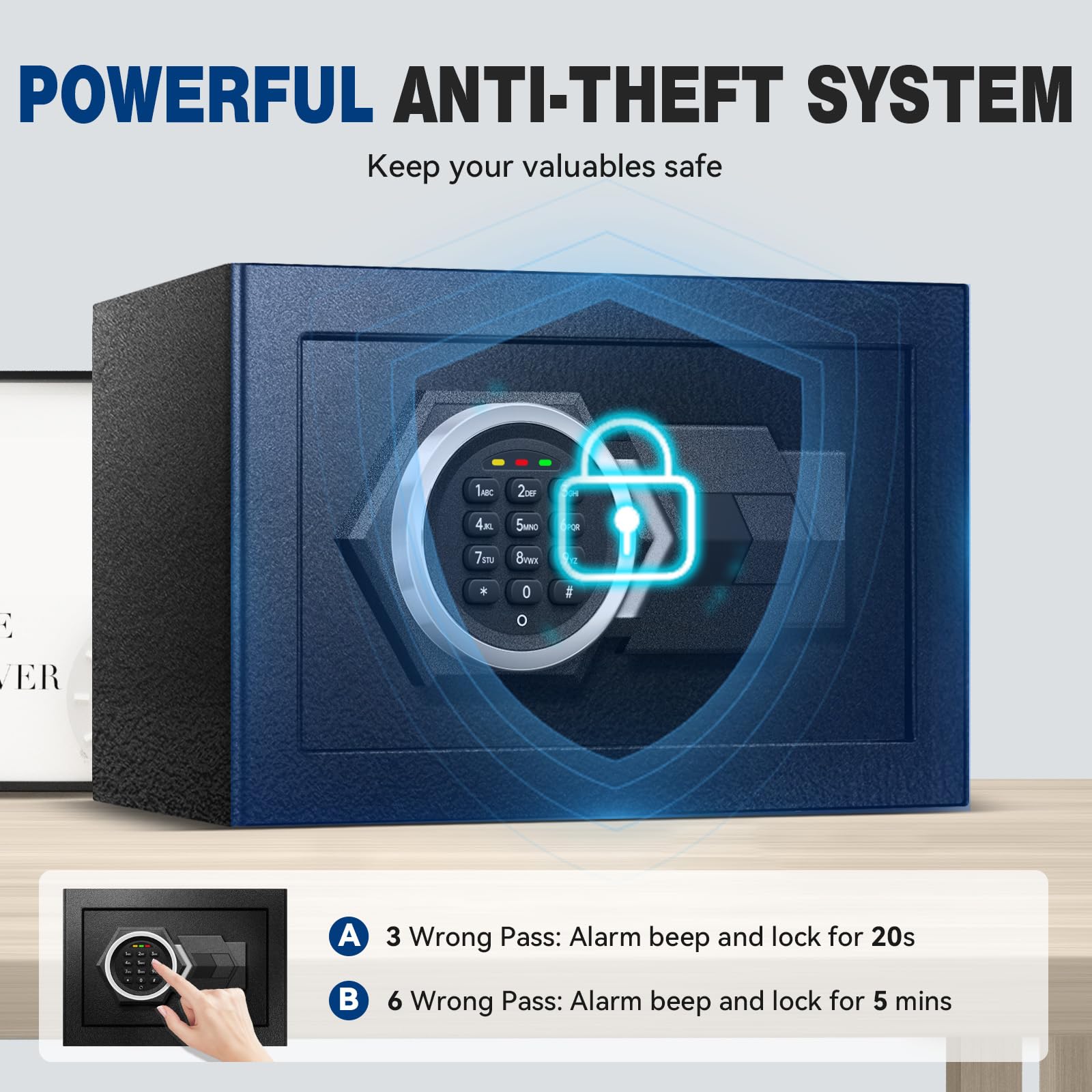 1.0 Cu Ft Digital Safe Box - Electronic Keypad Security Safe for Home with Removable Shelf | Fireproof & Theft Proof Steel Safe for Money, Jewelry, Guns & Important Documents | Perfect for Bedroom, Office & Closet Storage