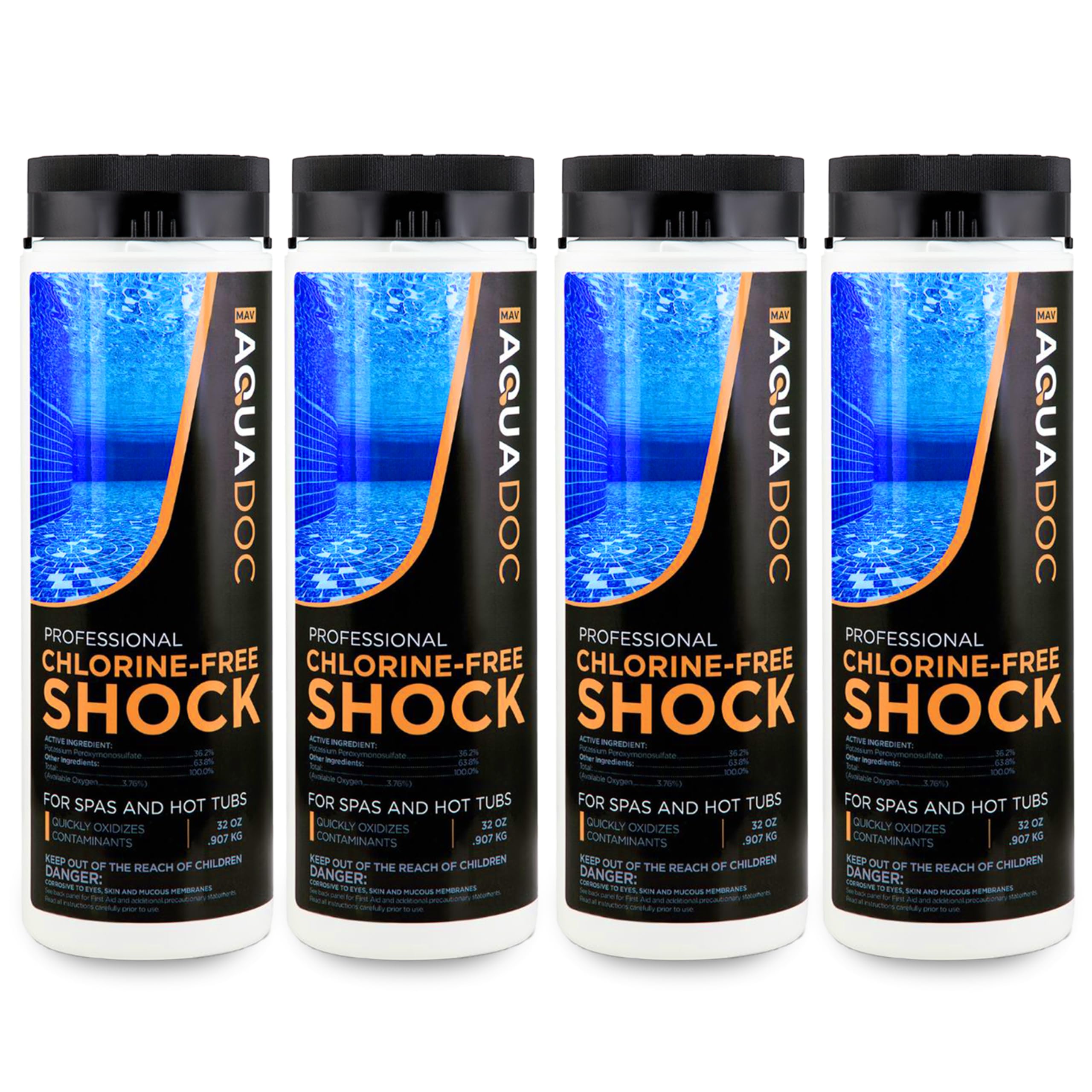 Non-Chlorine Spa Shock for Hot Tubs - 32oz (4 Pack) | Chlorine-Free Oxidizing Hot Tub Shock | Made in USA | Helps Maintain Clean Water & Enhance Sanitizer Performance | Perfect for Weekly Hot Tub Maintenance & Water Clarification