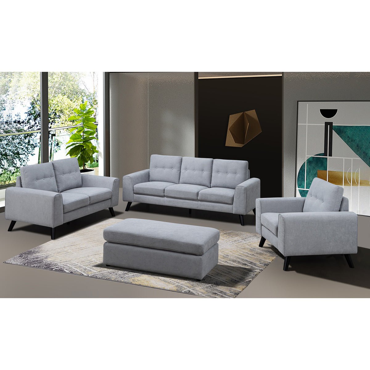 Evelyn Light Gray Storage Ottoman with Tufted Top - Perfect for Living Room, Bedroom, or Nursery - Extra Seating & Hidden Storage Space