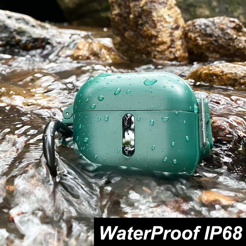 Waterproof AirPods 3 Case with MagSafe Wireless Charging - Compatible with Lightning Cable & Visible Charging Light (Green) - Perfect for Swimming, Running & Outdoor Activities
