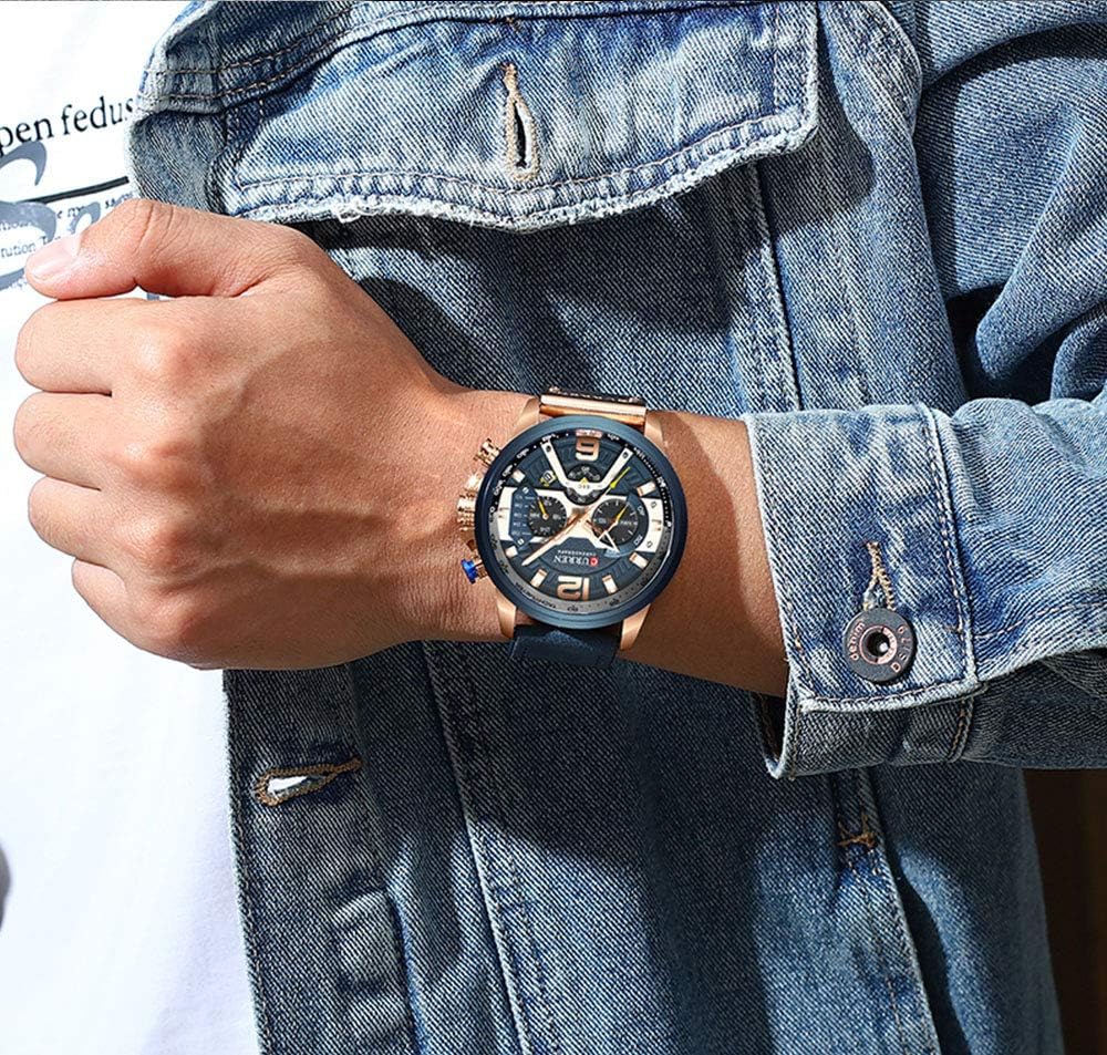 Luxury Men's Business Chronograph Watch - Waterproof Analog Quartz Wristwatch with Leather Strap | Perfect for Office, Formal Events & Everyday Wear