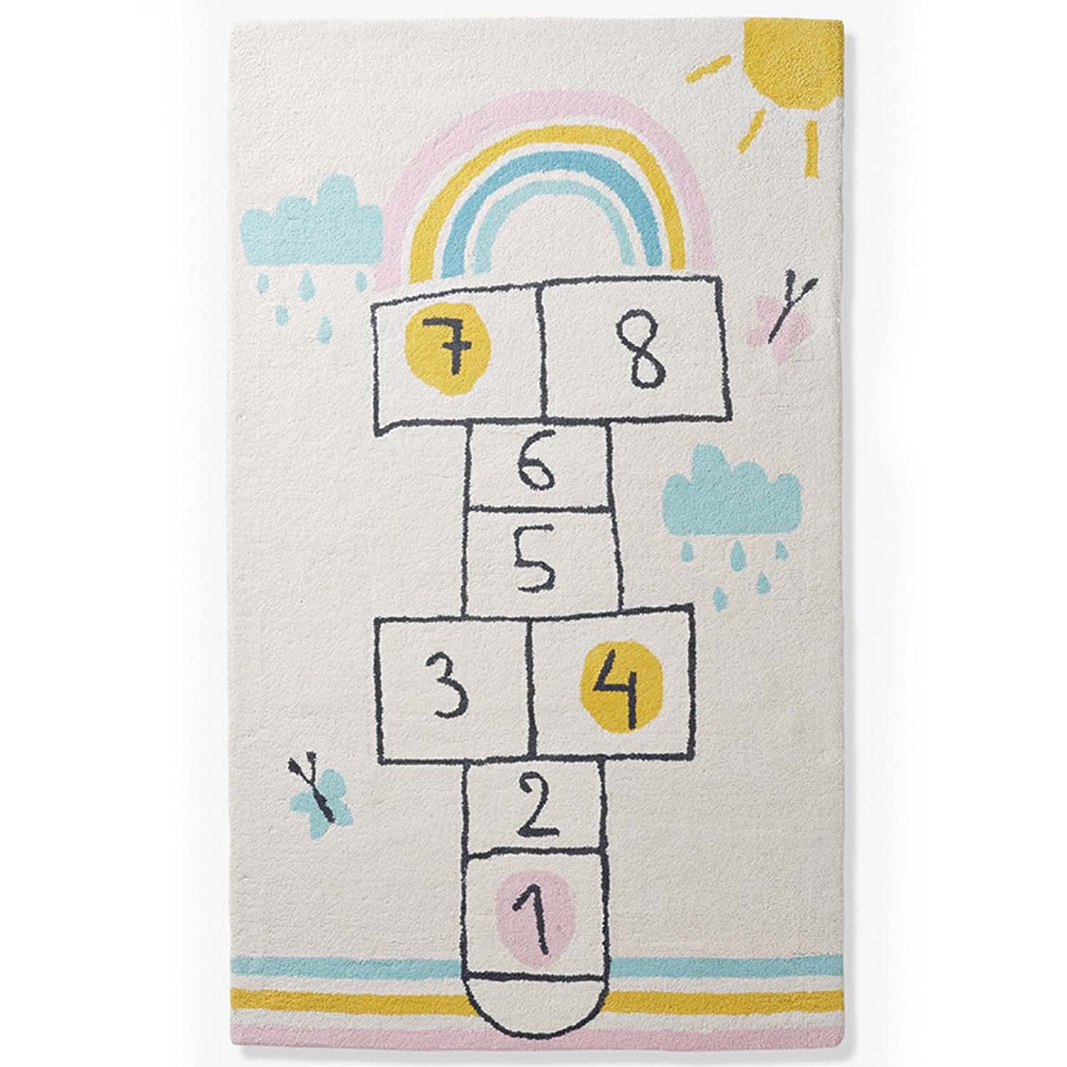 Number Hopscotch Carpet - Soft Cartoon Rainbow Play Mat, Imitation Cashmere Crawling Rug for Kids | Non-Slip Wool Blanket Game Mat for Living Room, Bedside, Playroom & Nursery (80x200cm) - Perfect for Learning Numbers, Playtime & Baby Crawling
